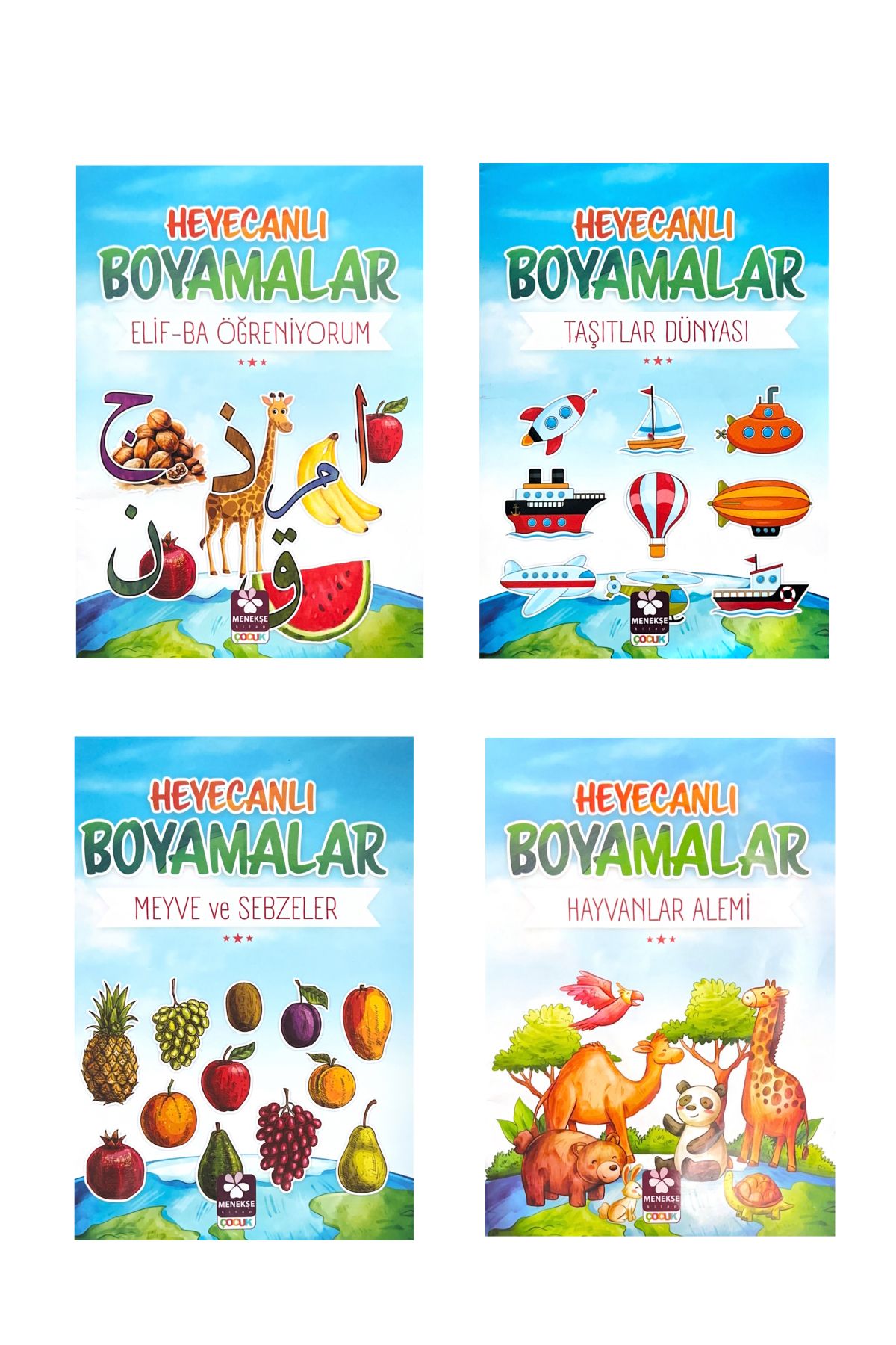 Menekşe Kitap Heyecanlı Boyamalar 4 Kitap Boyama Kitabı Seti