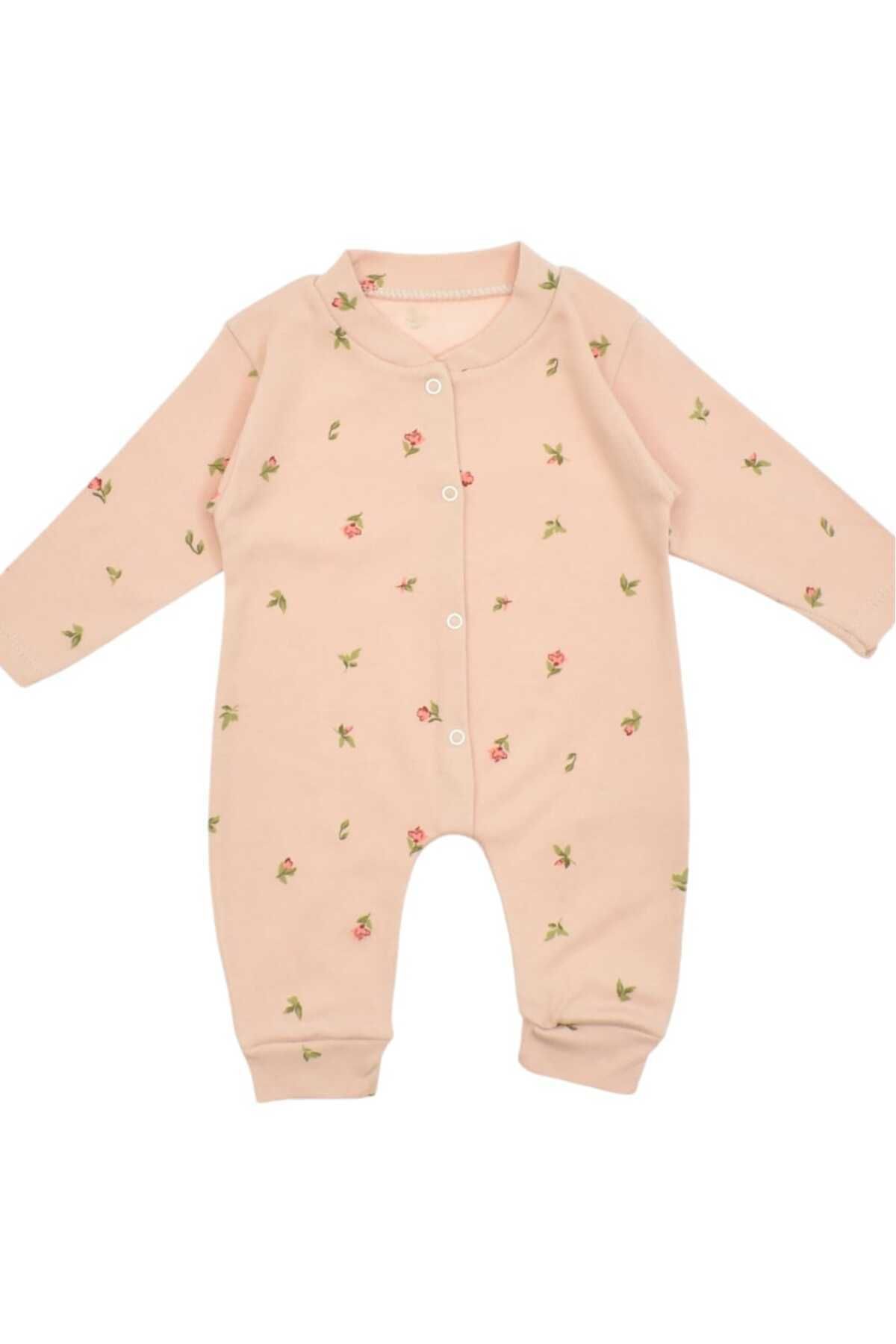 dinamik çocuk-Tulip Printed Baby Girl Jumpsuit - 100% Cotton, Flexible, 1-3-6 Months 2