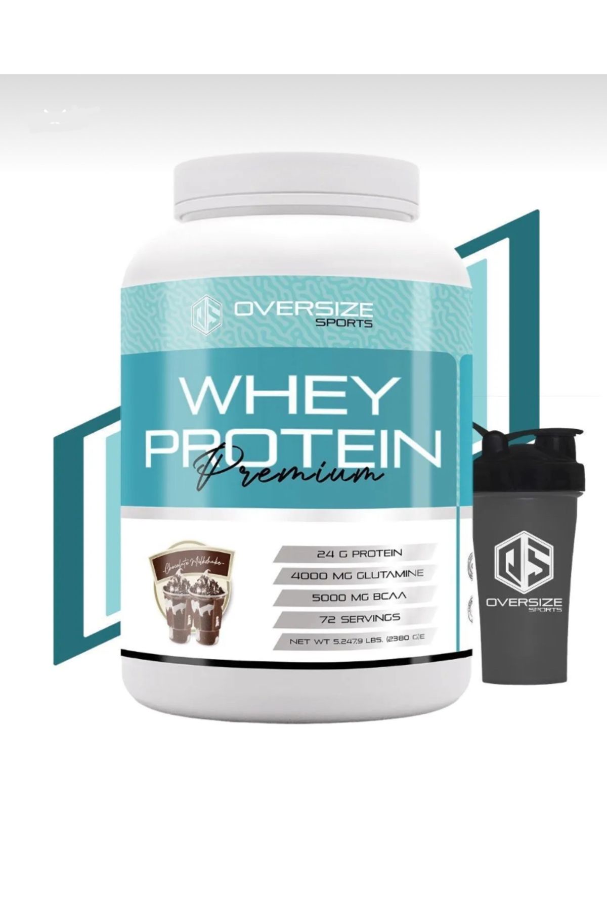 Oversize Nutrition Whey Protein Premium 2380g 72 Servis Çikolatalı Milkshake Aromalı