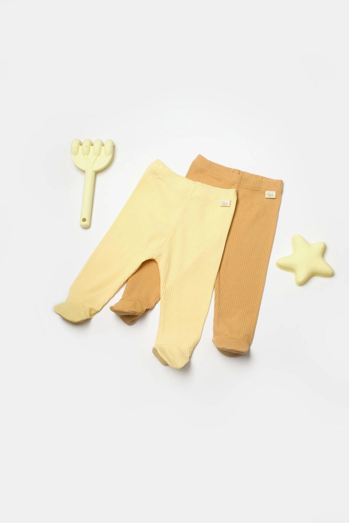 BabyCosy-Set of 2 Bamboo-Cotton Pants with Booties for Baby - Csyb9028 1