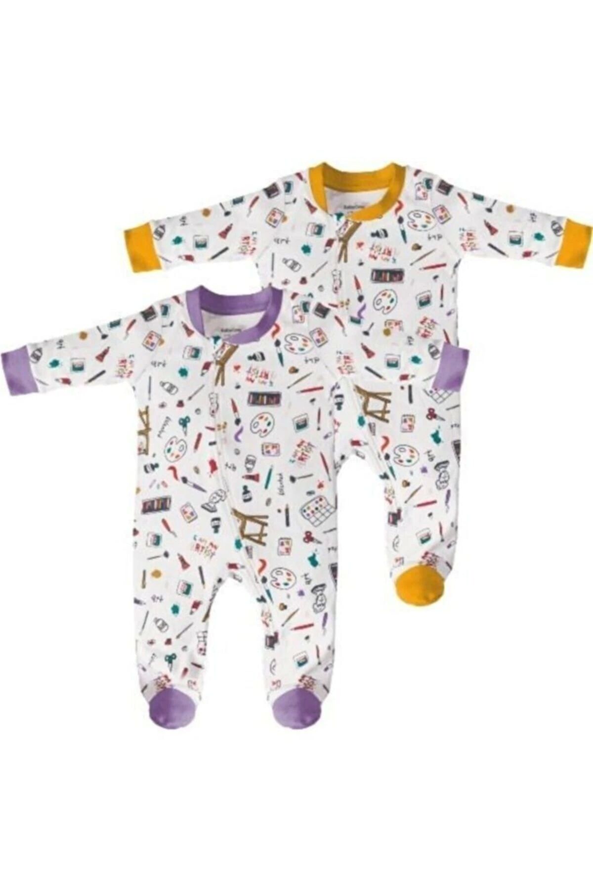 BabyCosy Bebek 2 Parça Patikli Fermuarlı Tulum, %100 Organik Pamuk, Bebek Ve Yenidoğan Serisi - Csy5811