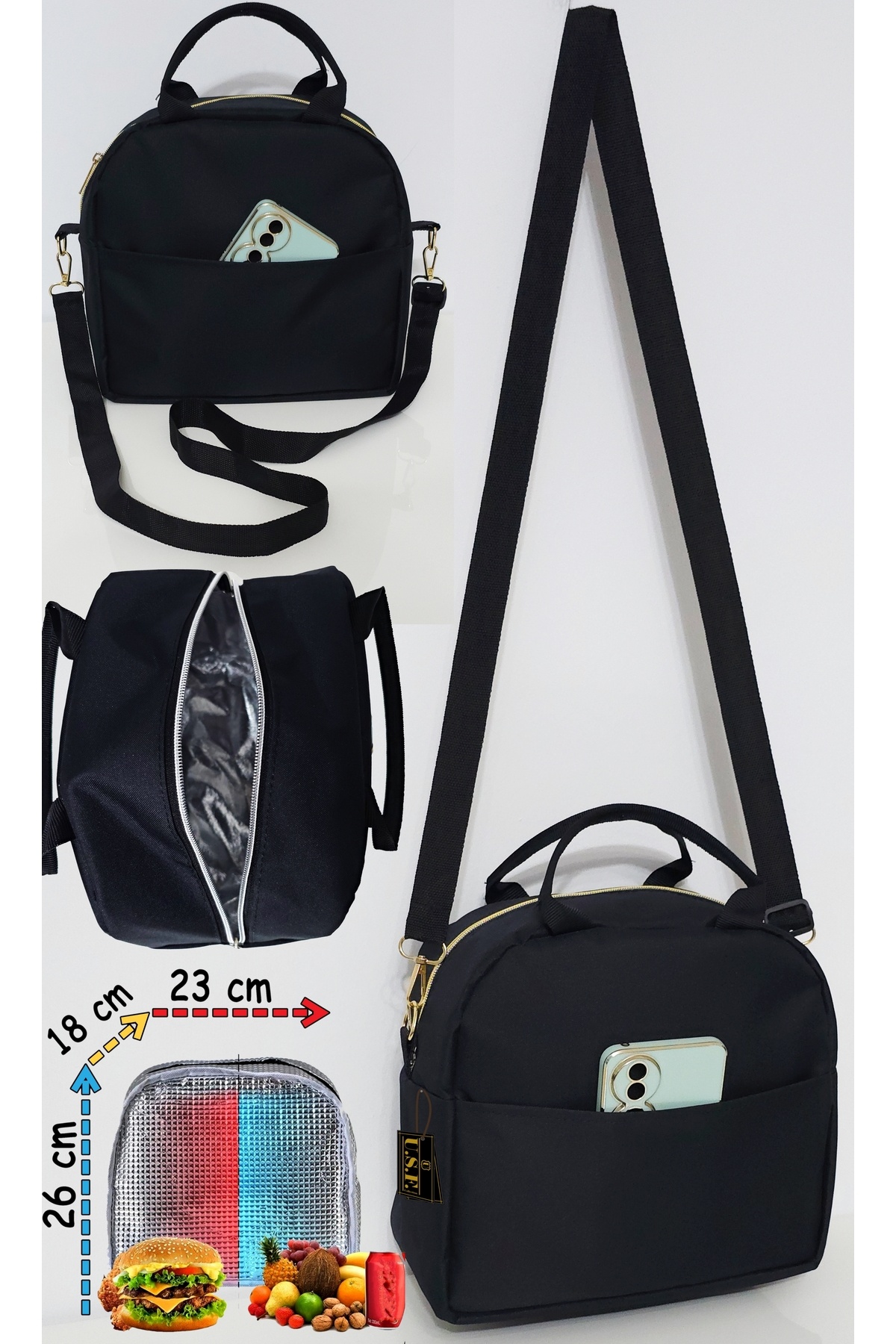 USF Anne Bebek Askılı Taşıma Çantası Isı yalıtımlı Termal Termoslu Yemek, Mama, Beslenme, Gıda Çantası fotoğrafı 6 (önizleme)