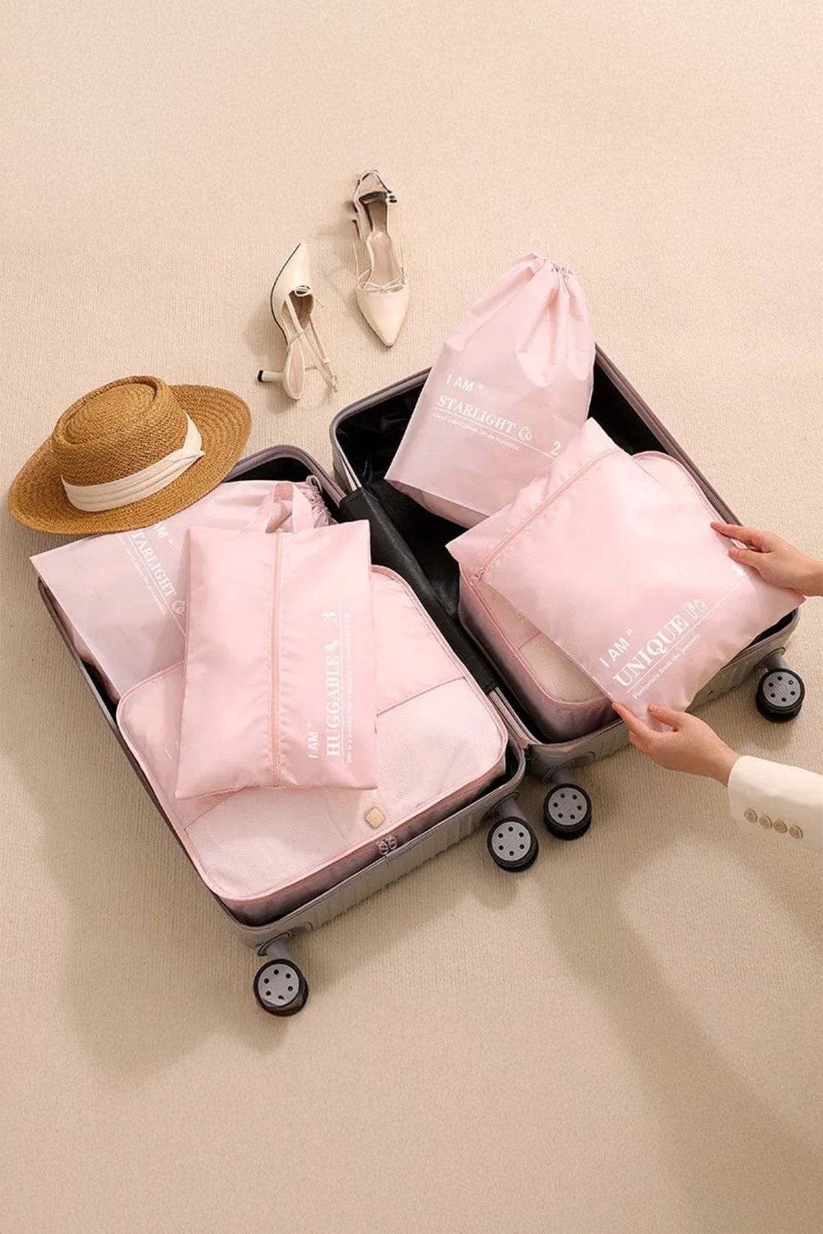 teknotrust-Pink Suitcase Organizer Set of 6 2