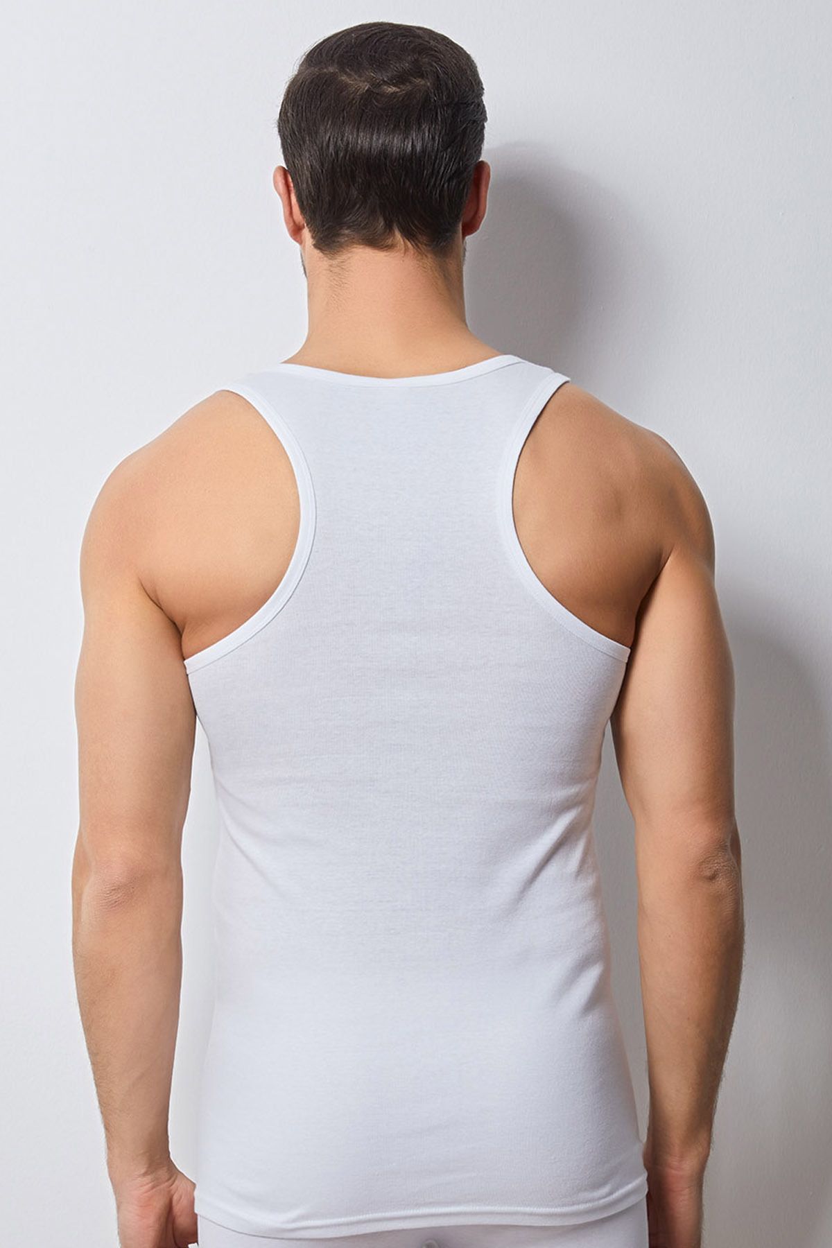 Svm-Men's White Ribbed Halter Collar Athlete 2