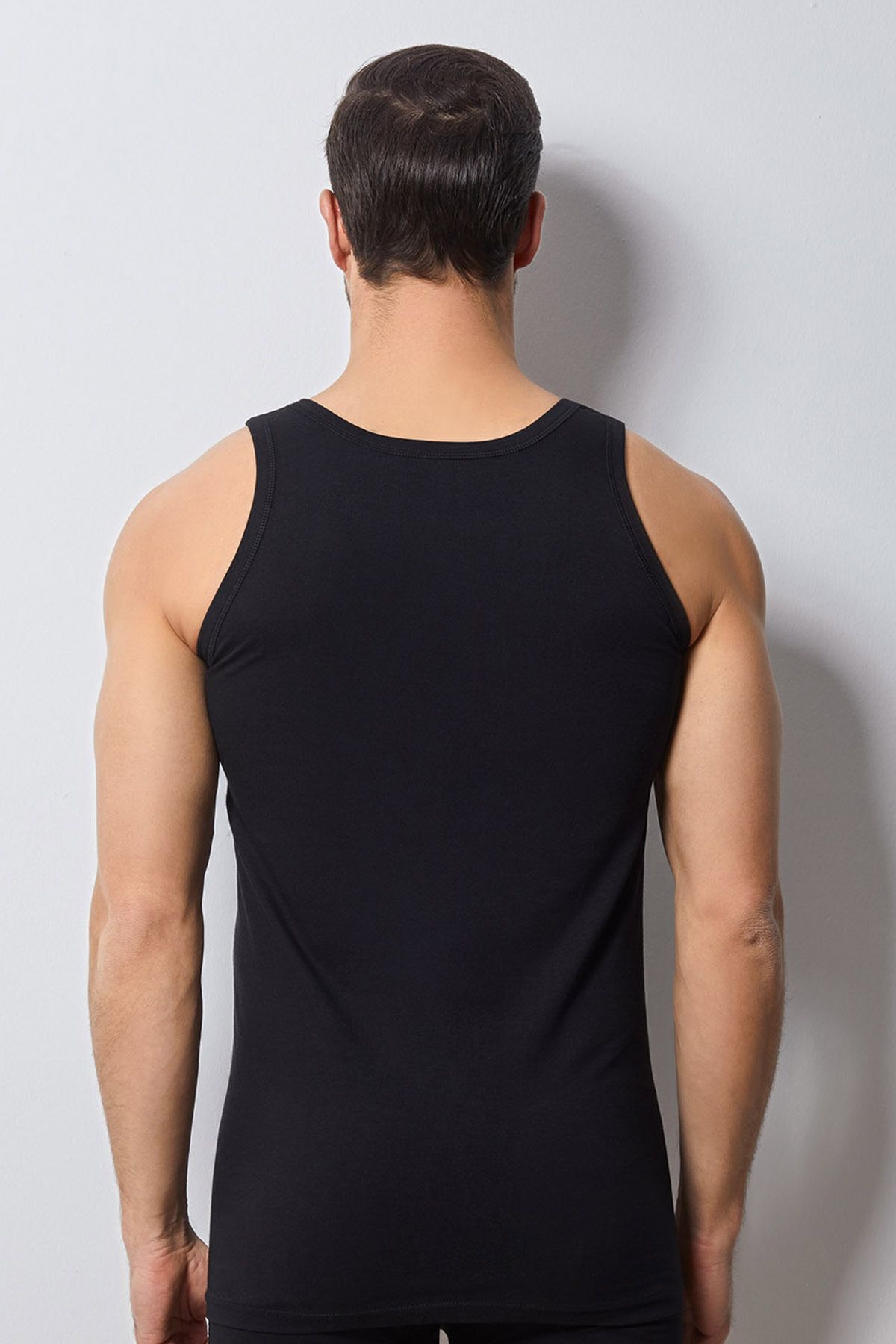 Svm-Men's Black Combed Cotton Undershirt 2