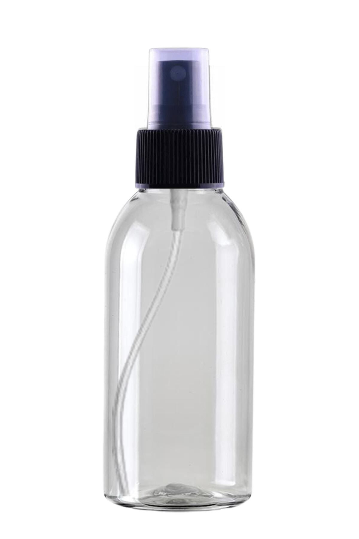 makrobay 10'lu 100 ml Şeffaf Spreyli PET Şişe Seti – Siyah Sprey Başlıklı, Boş Plastik - Kolonya, Dezenfektan
