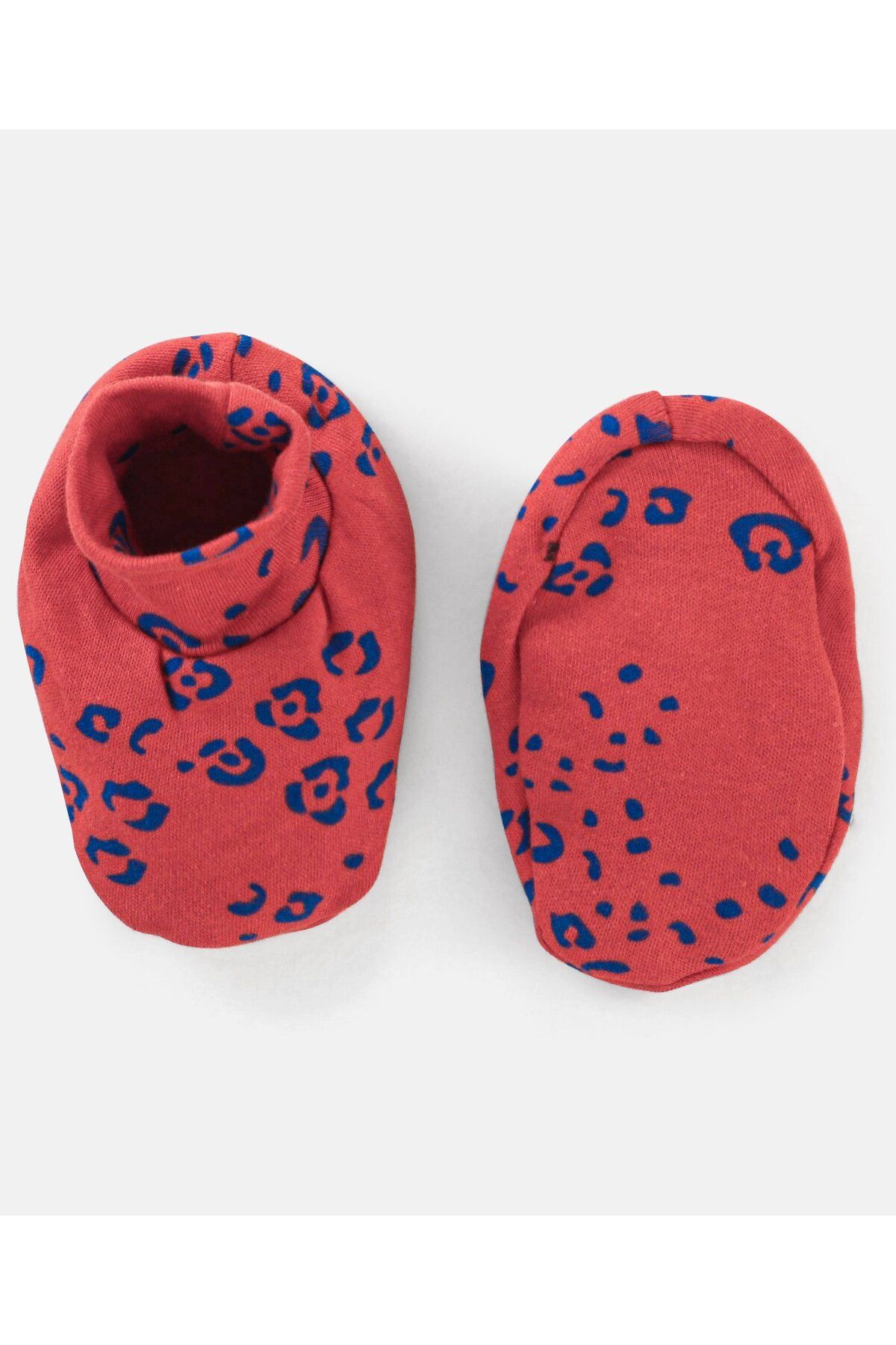 Bonfino-100% Cotton Knit Cap Mittens & Booties Set Leopard Print Red - Diameter 11.5 cm 3