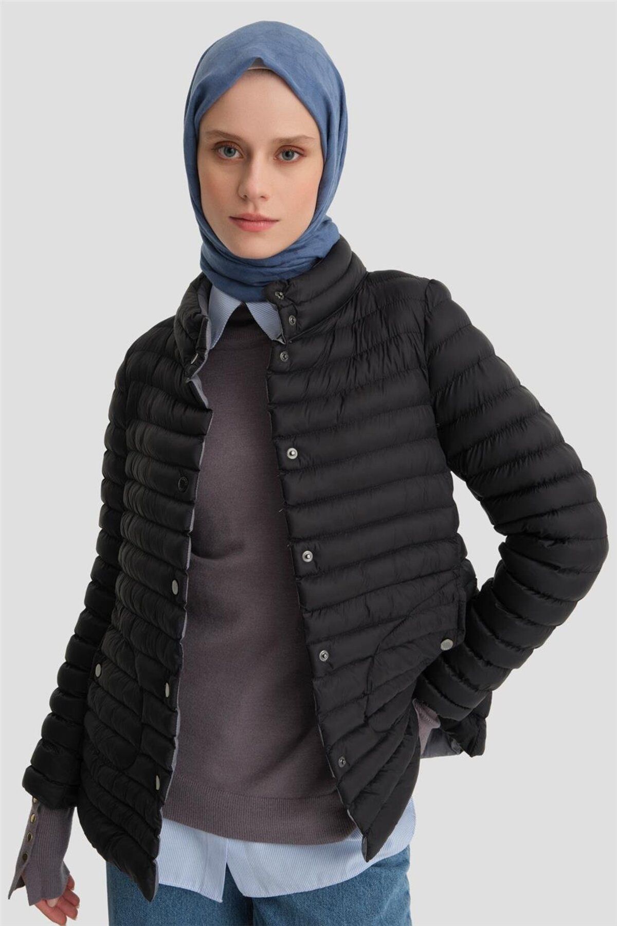مانتو لحاف نازک 24kd7524 مشکی Armine