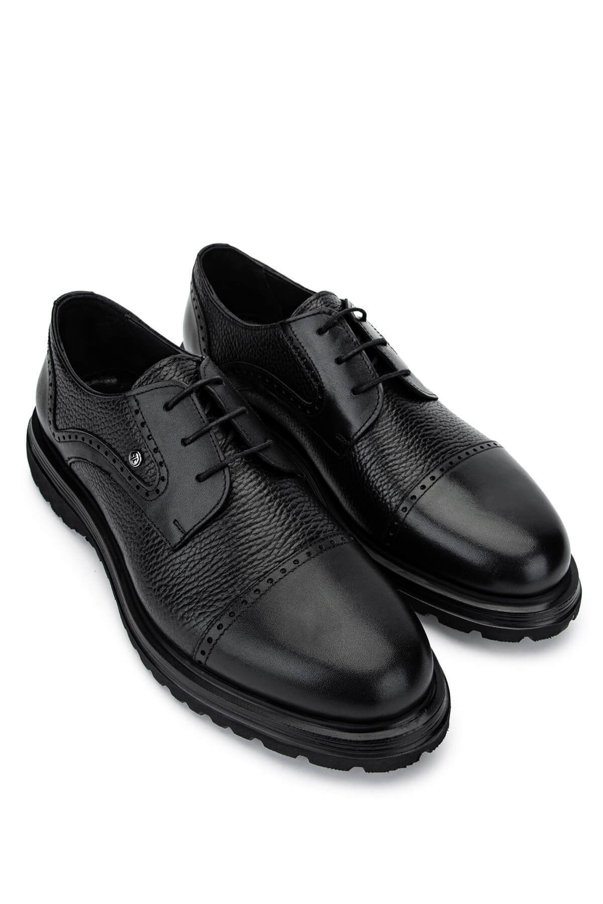 Tamer Tanca-Men's Genuine Leather Black Classic Shoes 2