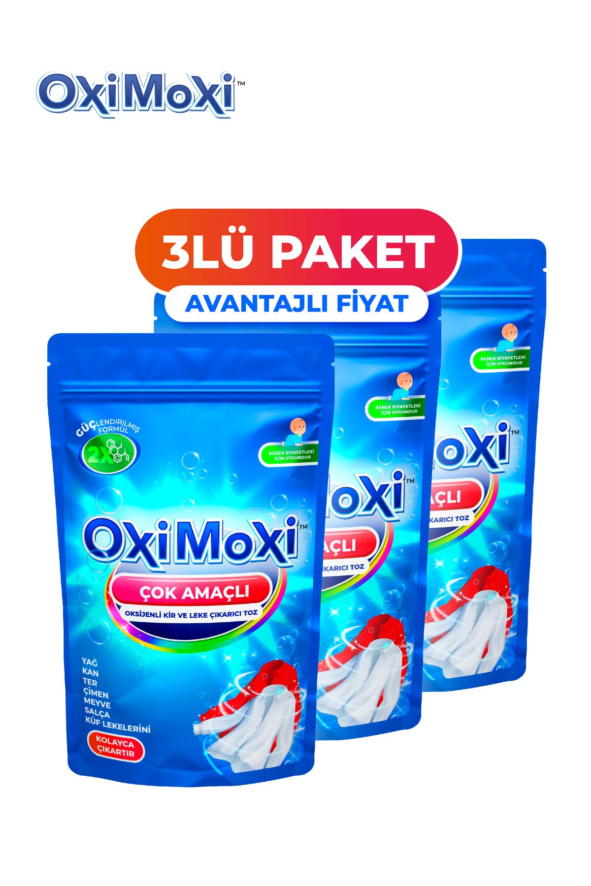 OxiMoxi Oksijen Bazlı Çok Amaçlı Leke Çıkarıcı - 3lü paket