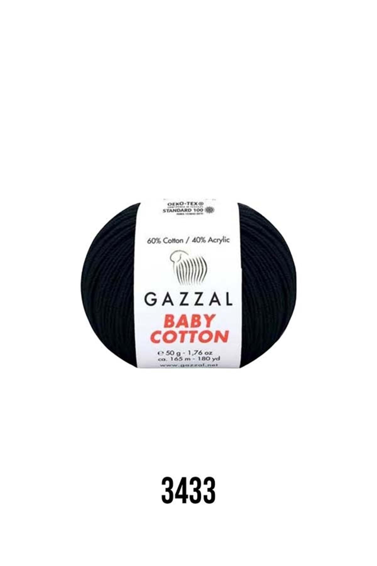Baby Cotton 3433 Black - Amigurumi, Punch Hand Knitting Yarn 50gr