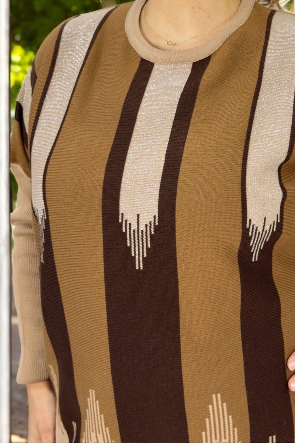 yagmurberen-100% Acrylic Fabric Large Size Bottom Top Set with Sim Streifen Pattern 7