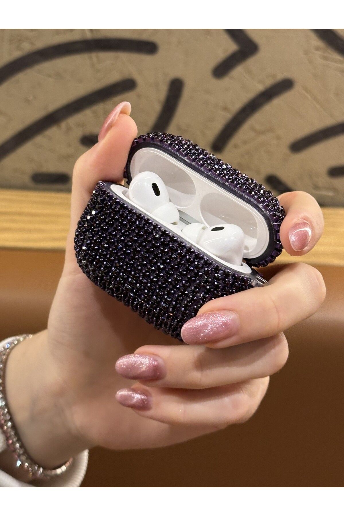 Paladyum Case-AirPods Pro 1St Generation and Pro 2. Generation Compatible Purple Stone Case 1