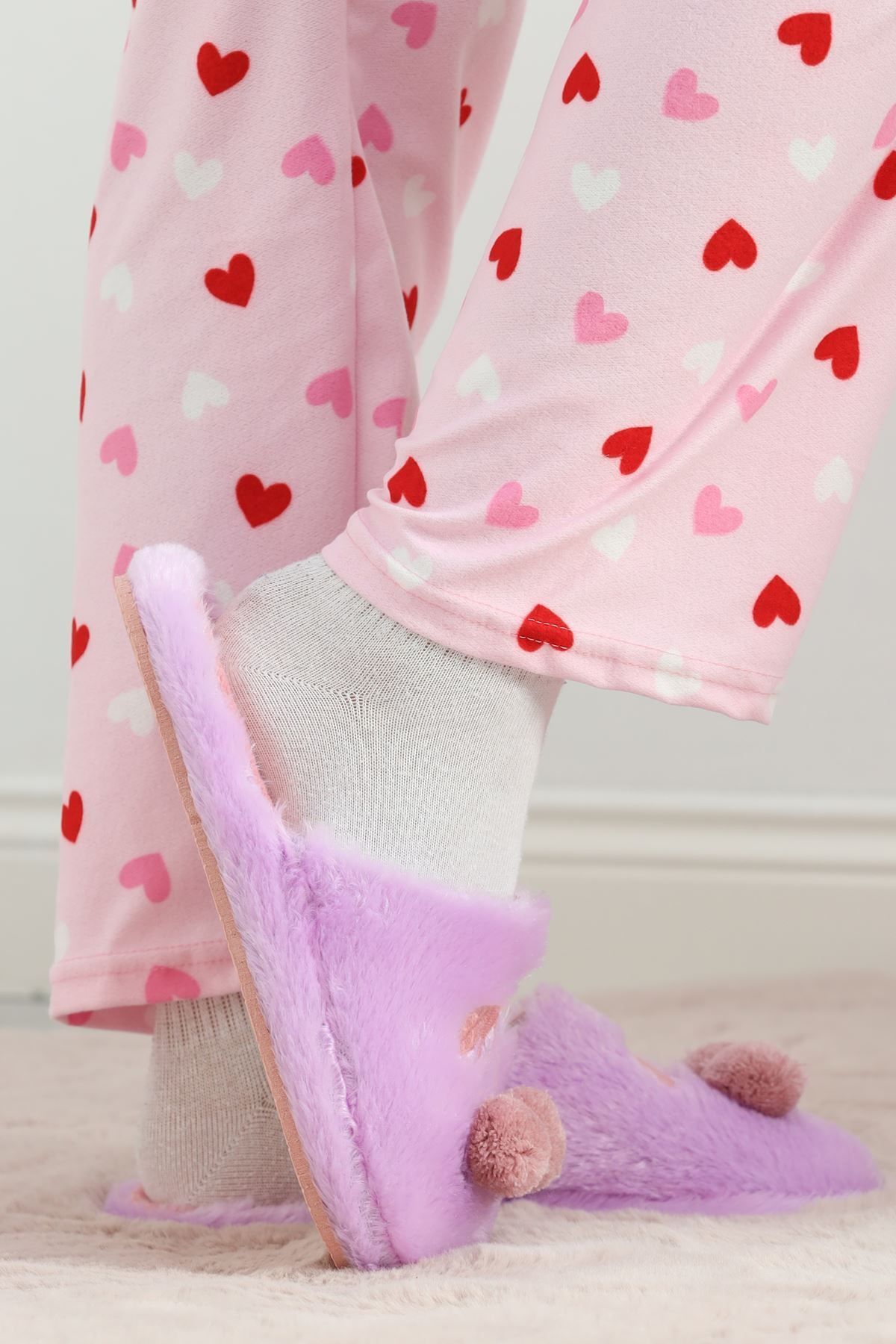 Ramby-Lilac Plush House Slippers - 20188.0264 4