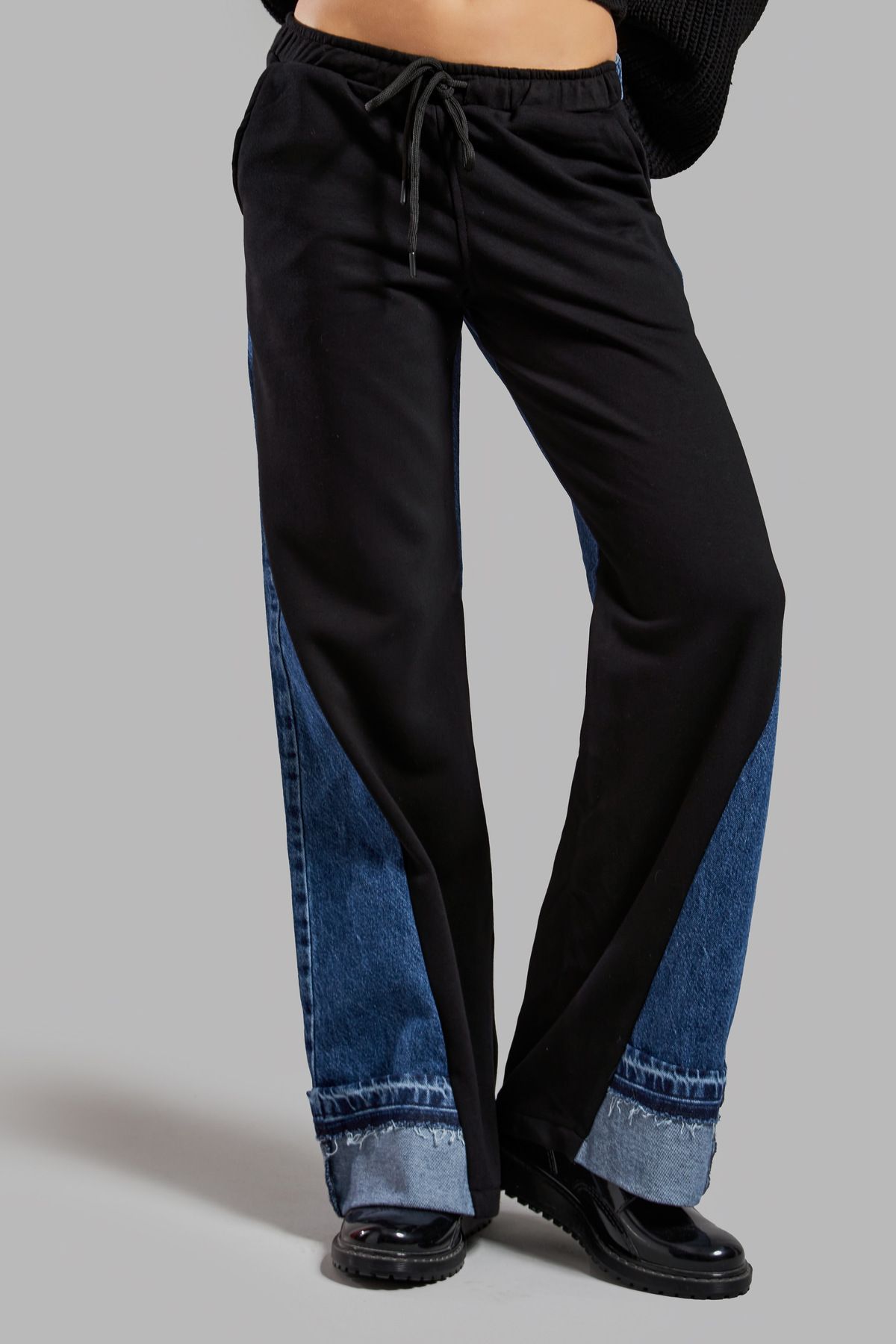 its basic-Damen Jeans Farbe 2w45 Gestrickte Denim Segmented Loose Fit Design Hose 5