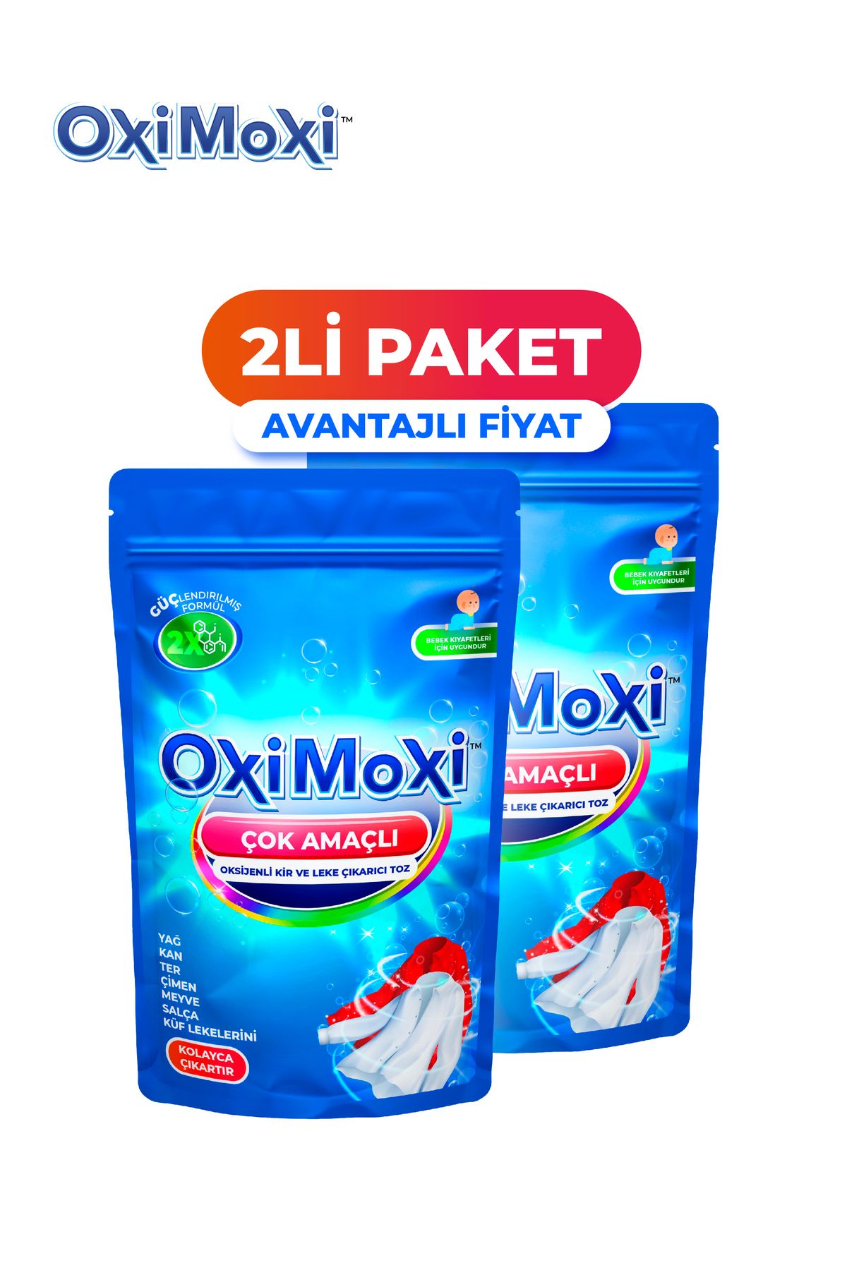 OxiMoxi Oksijen Bazlı Çok Amaçlı Leke Çıkarıcı - 2li Paket