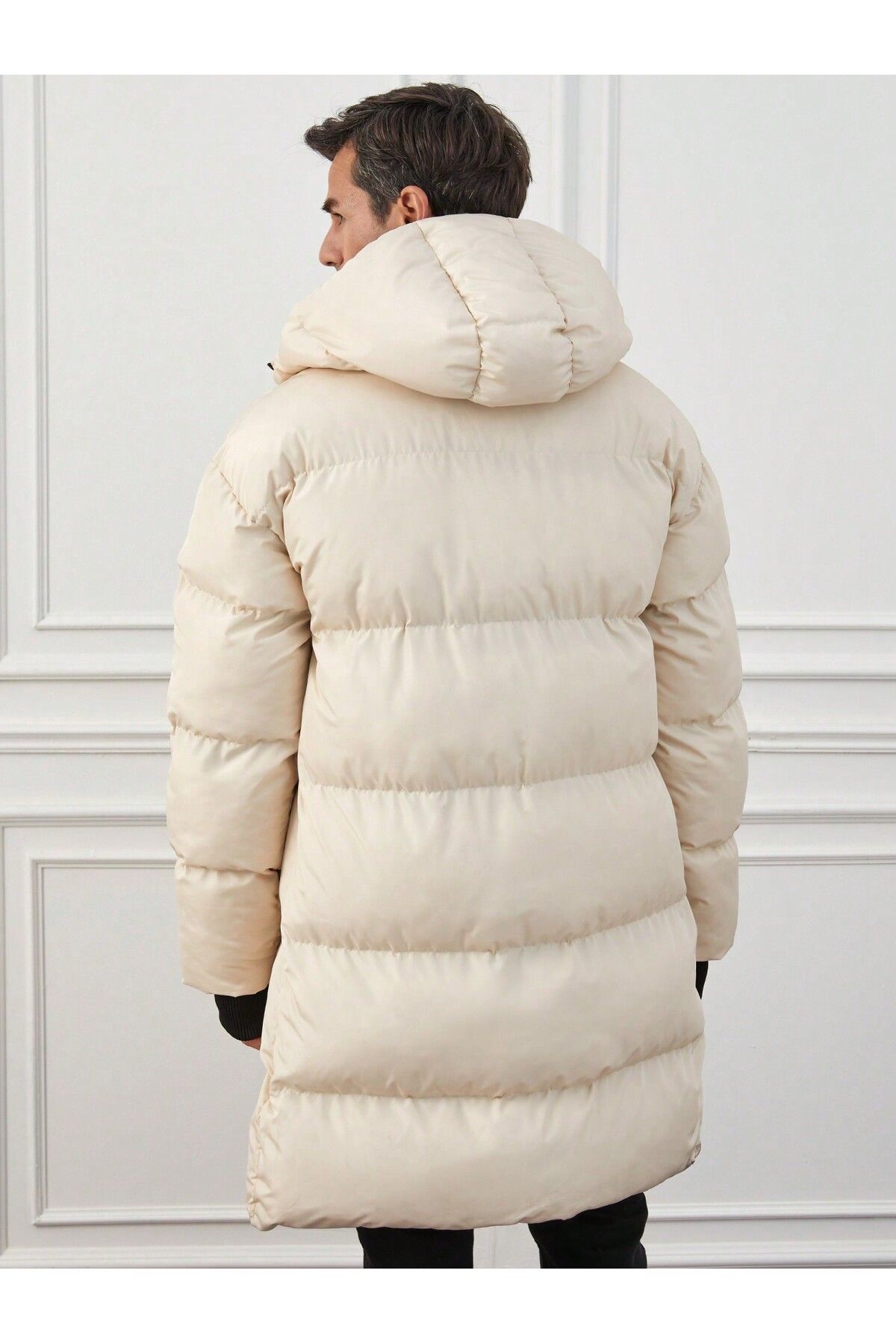 GAREN-Ecru Men's Long White Inflatable Coat 2