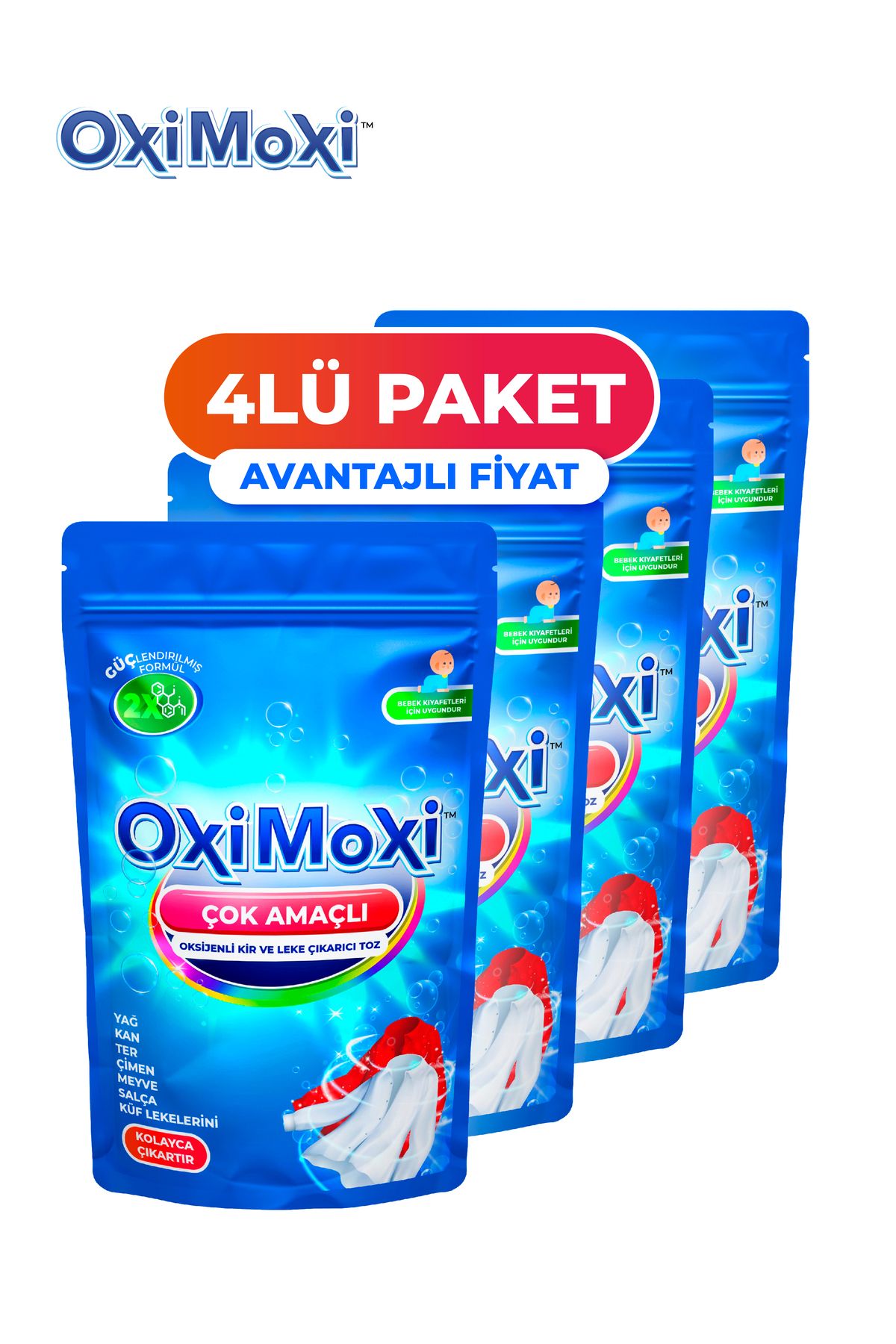 OxiMoxi Oksijen Bazlı Çok Amaçlı Leke Çıkarıcı 4lü paket