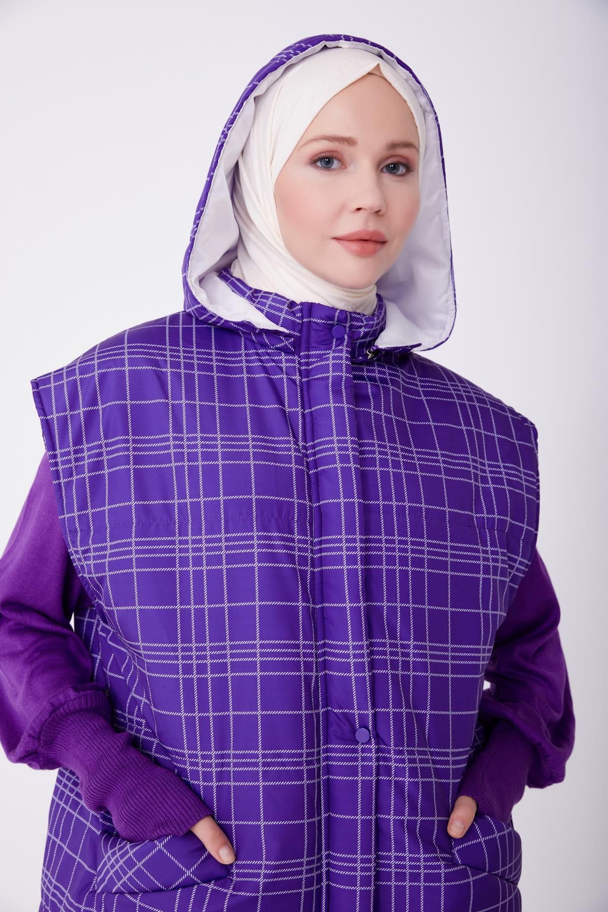 جلیقه چاپی و لحافی بنفش 22k4001 Armine