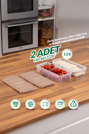 Kavi Entegre Plastik 2'li Saklama Kabı (1.2 Lt) Seti - Buzdolabı, dondurucu v...