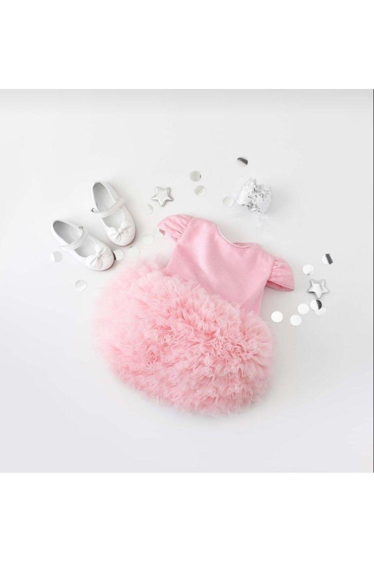 Pop-Baby Girl Pink Balloon Tutu Skirt Dress with Bow Detail 6