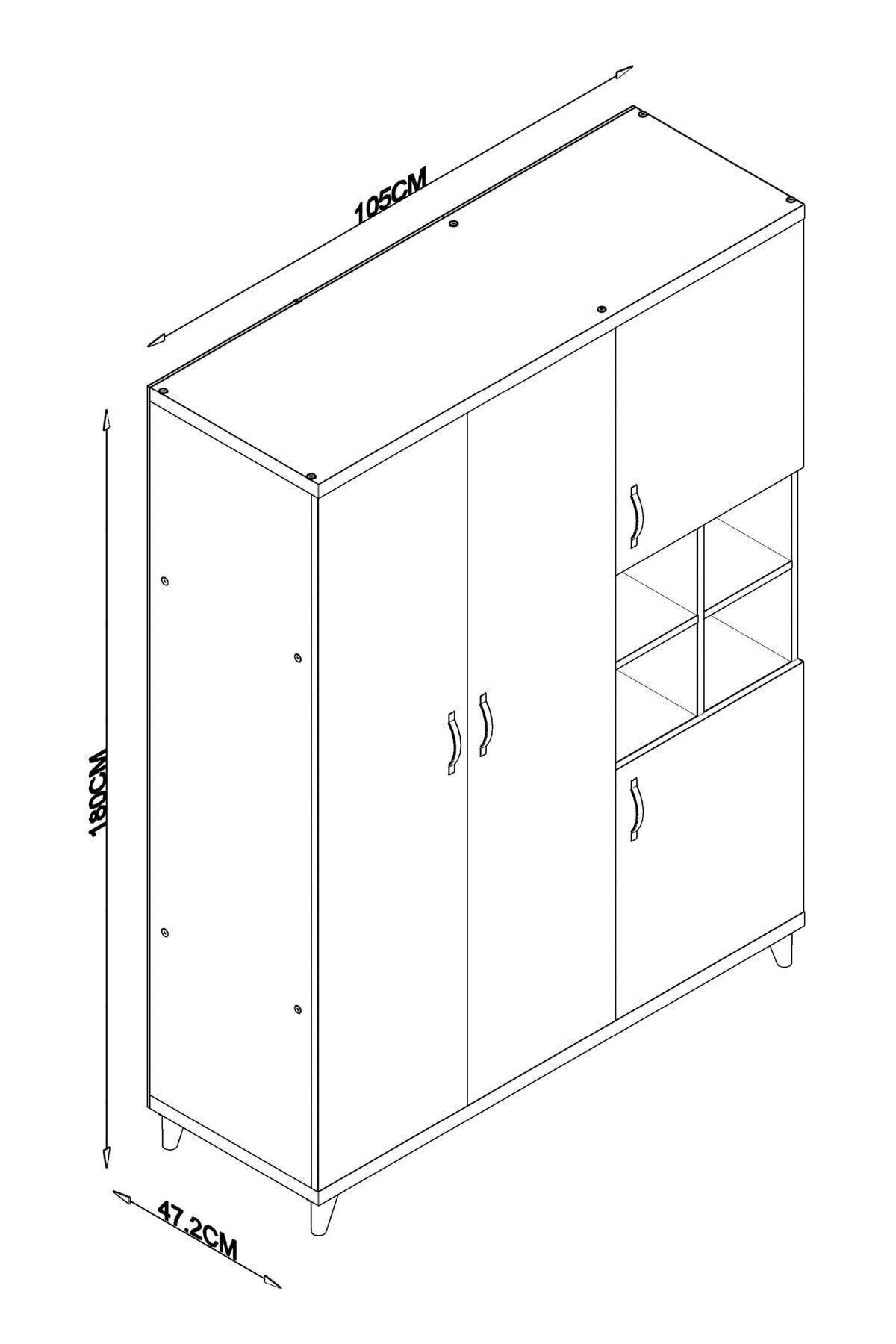 Aeka Ae-1065 Atlas 4 Kapaklı Çok Amaçlı Askılıklı Raflı Beyaz Gardırop 180 Cm Çocuk Ve Bebek Odası fotoğrafı 4 (önizleme)