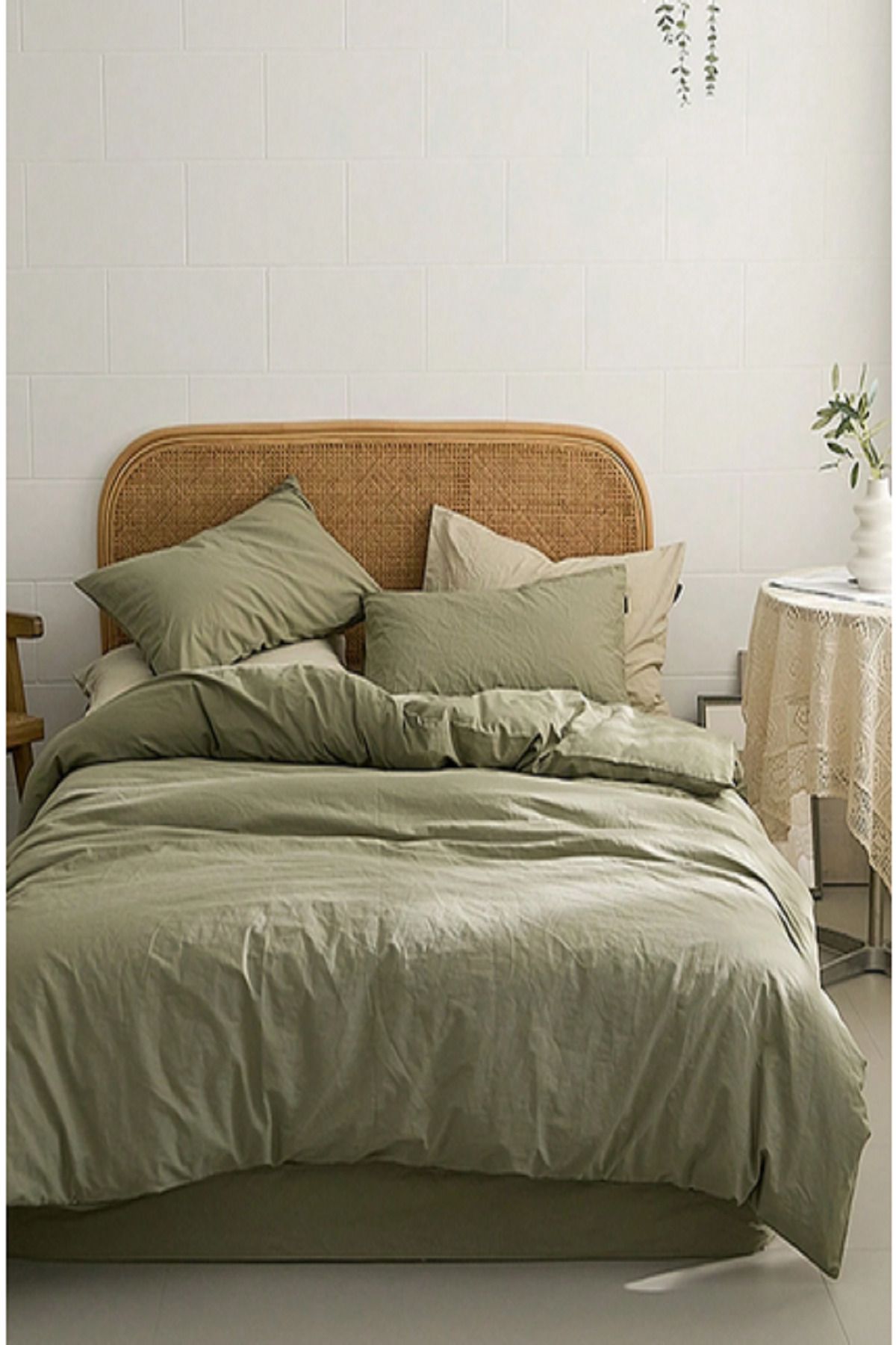 LaLiva-Luxury & Sheet Elastic Akfil Fabric 100% Organic Cotton - Double Duvet Cover Set Green 2