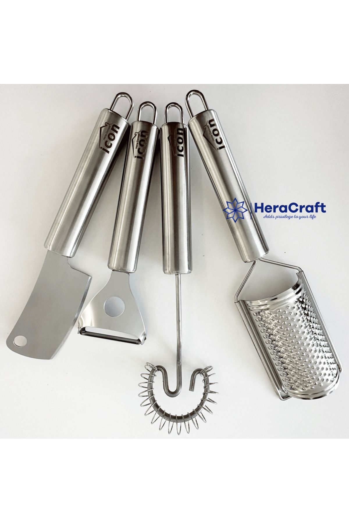 HeraCraft-Set of 4 Inox Stainless Grater Wire Beater Peeler Mini Lines Perfect Home Gift 4