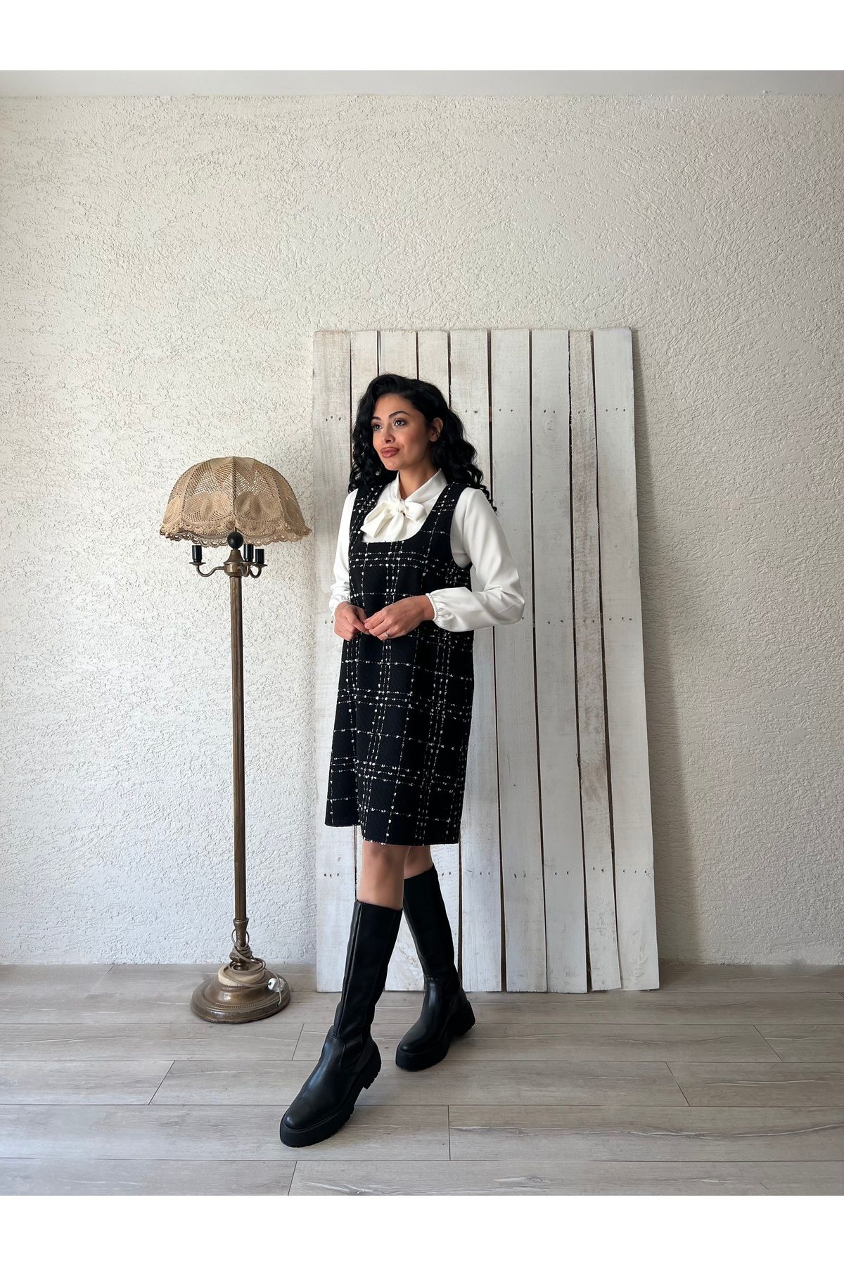 KÜÇÜĞÜM BUTİK-Rochie scurtă neagră din tweed 4