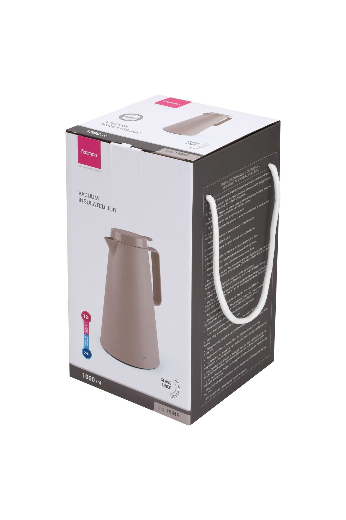 Fissman-Vacuum Flask 1.0L Insulated Minimalistic Style Thermal Flask, Modern Dallah Beige 4