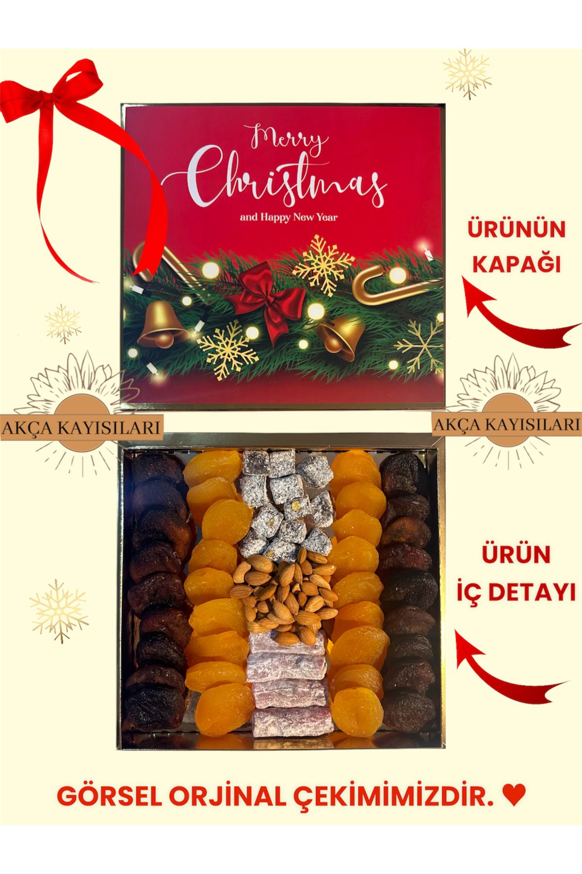 AKÇA Hediyelik Kayısı- Lokum Paketi (YILBAŞINA ÖZEL) 730 gr Turkish Delight