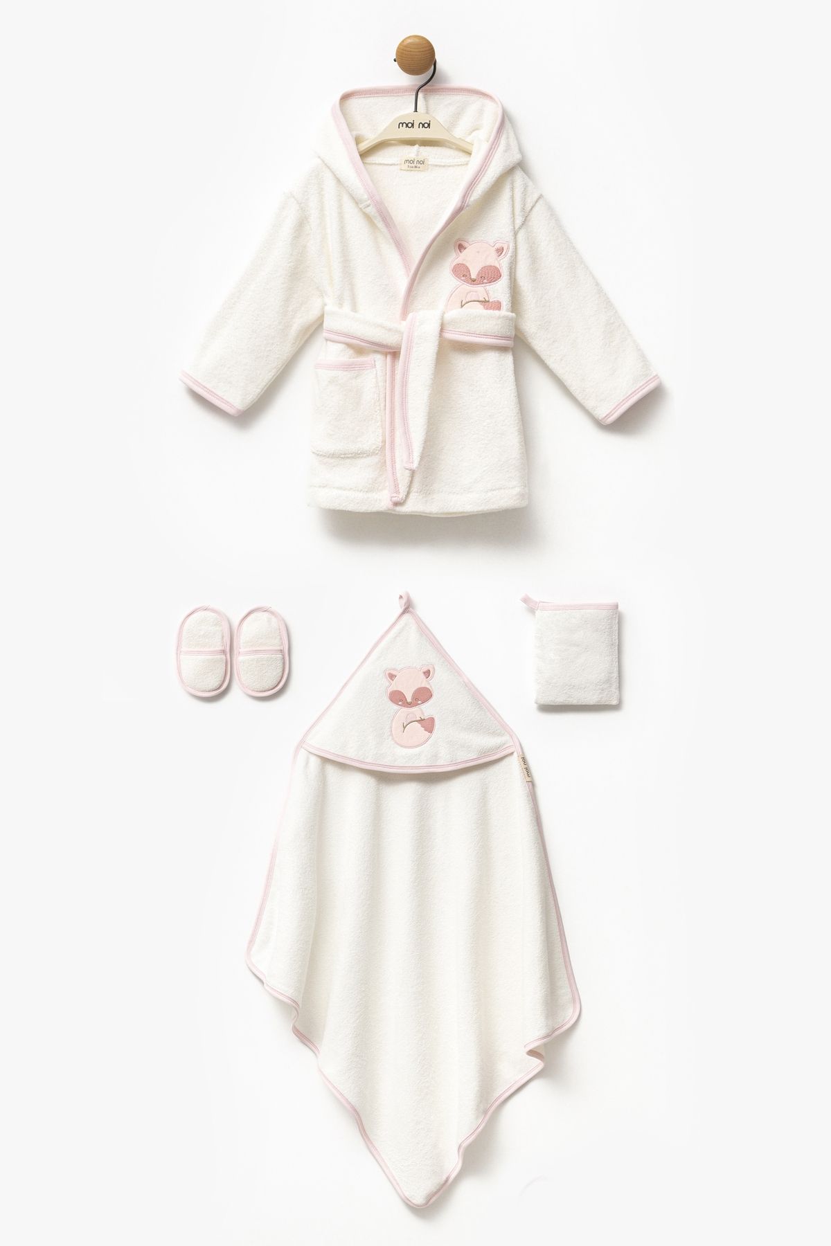 VaVbaby-Soft Towel Bathrobe - Baby Fox Set of 4 1