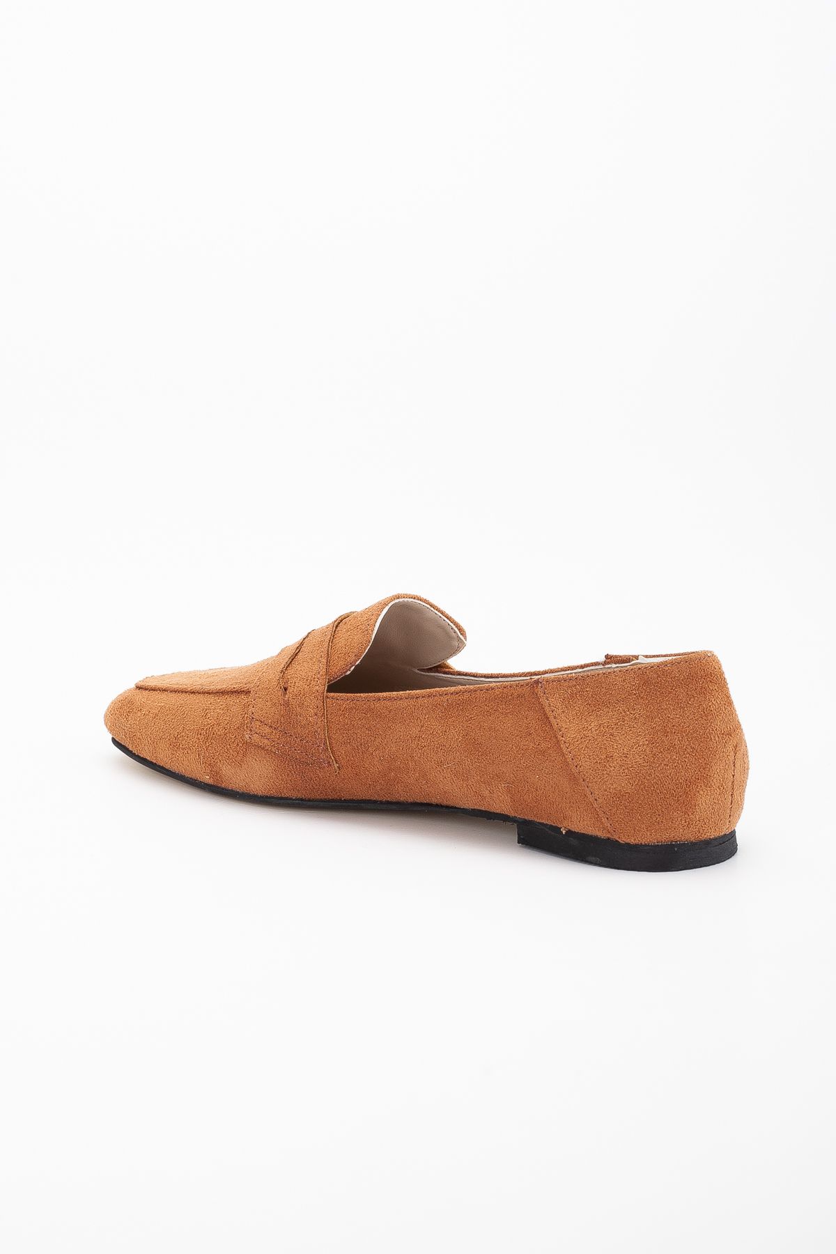 LİLLA-Women's Cornered Shape Tan Ballerinas 5