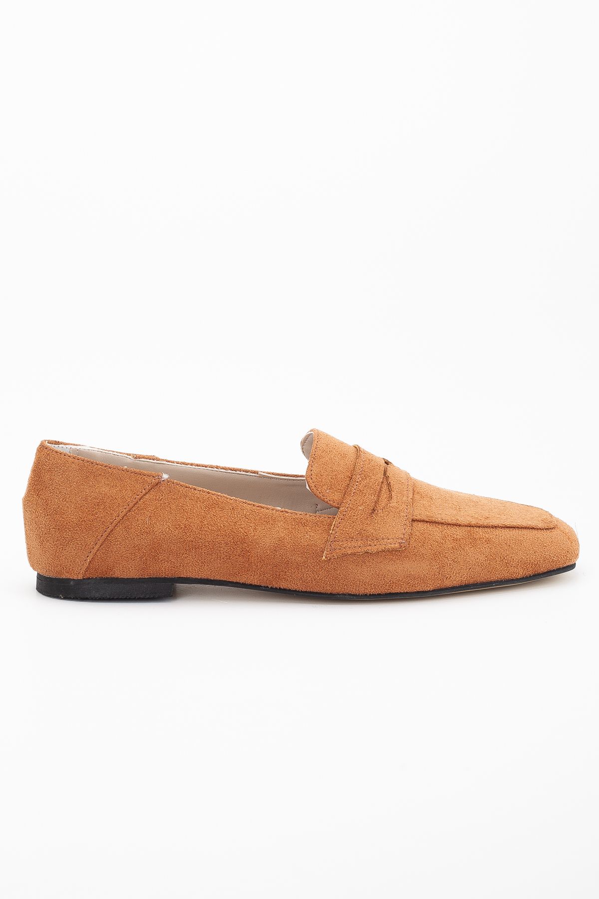 LİLLA-Women's Cornered Shape Tan Ballerinas 3