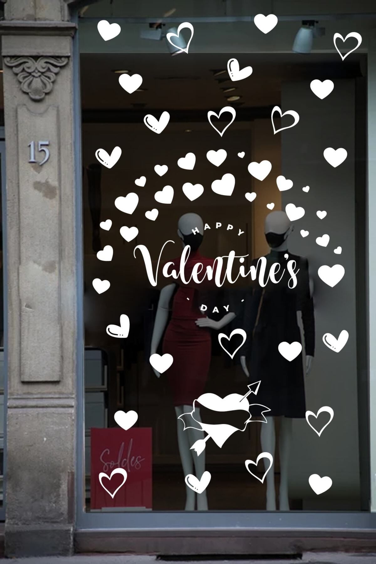 habune Happy Valentine's Day Sevgililer Günü Sticker Kalp, Love, I Love You Cam, Duvar Sticker Etiket Seti