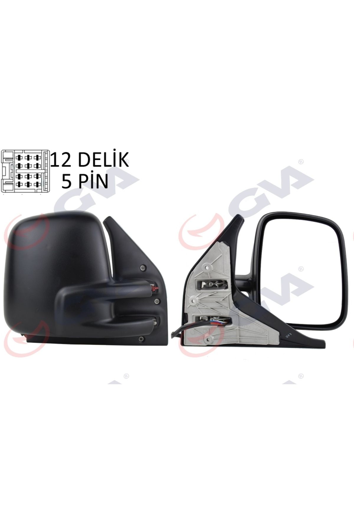 GVA-Outer Rearview Mirror Right Transporter T5 Caravelle 04 Electric Heated Lined Convex 5 Plug Vm-373Ehp 1