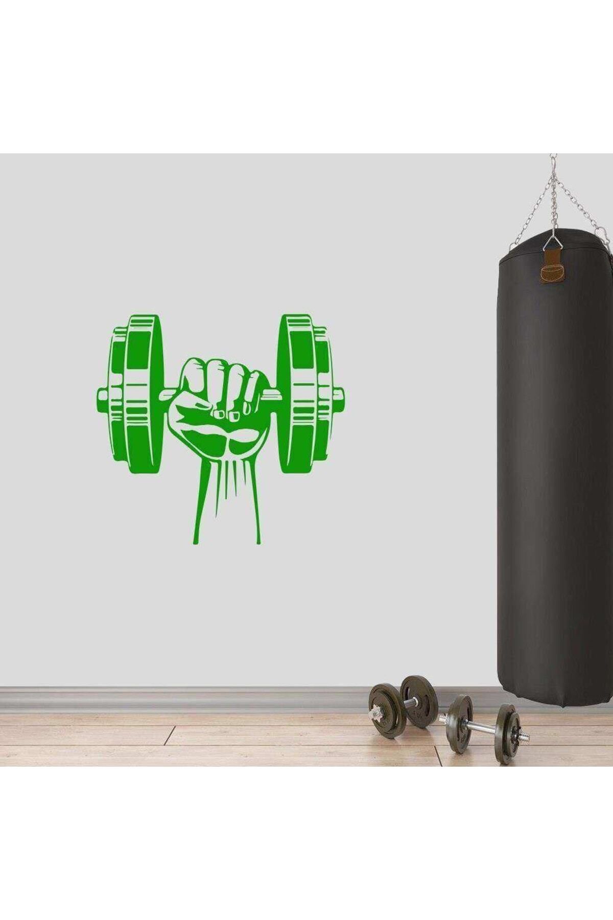 MLH STORE Dumbell Tutan El, Fitness Dekoratif Duvar Sticker, Çıkartma, Etiket Yeşil