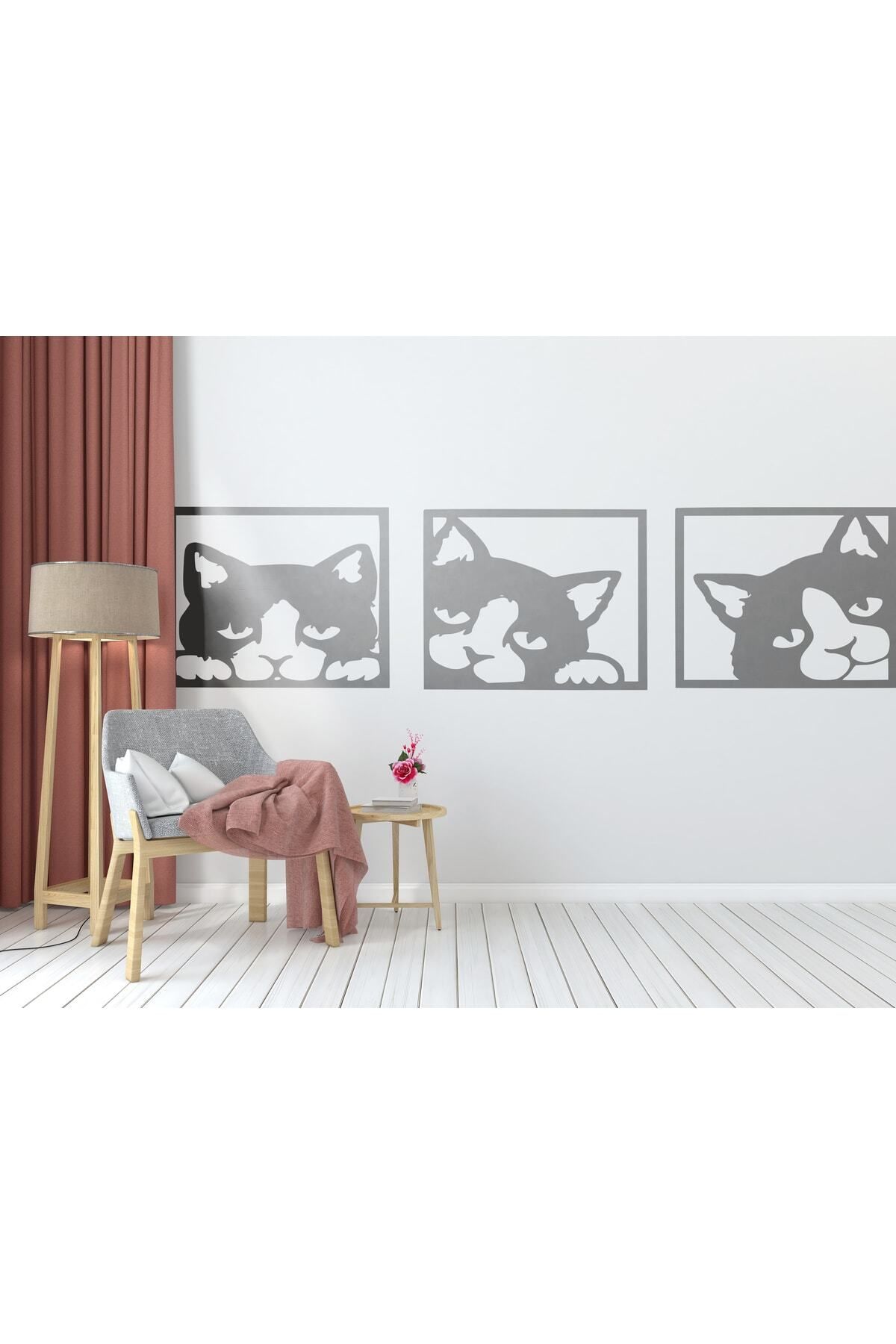 MLH STORE Kediler Duvar Sticker - Kediler Duvar Sticker Dekoratif Odası Duvar Sticker Duvar Süsü 60x15