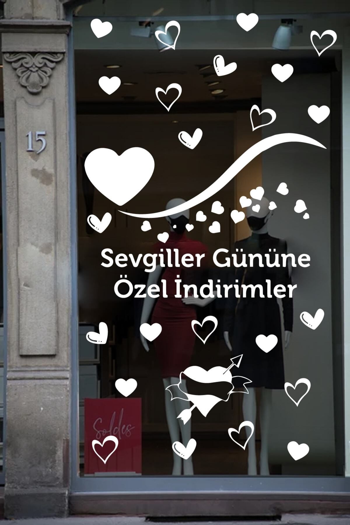 MLH STORE Happy Valentine's Day Sevgililer Günü Sticker Kalp, Love, I Love You Cam, Duvar Sticker Etiket Seti