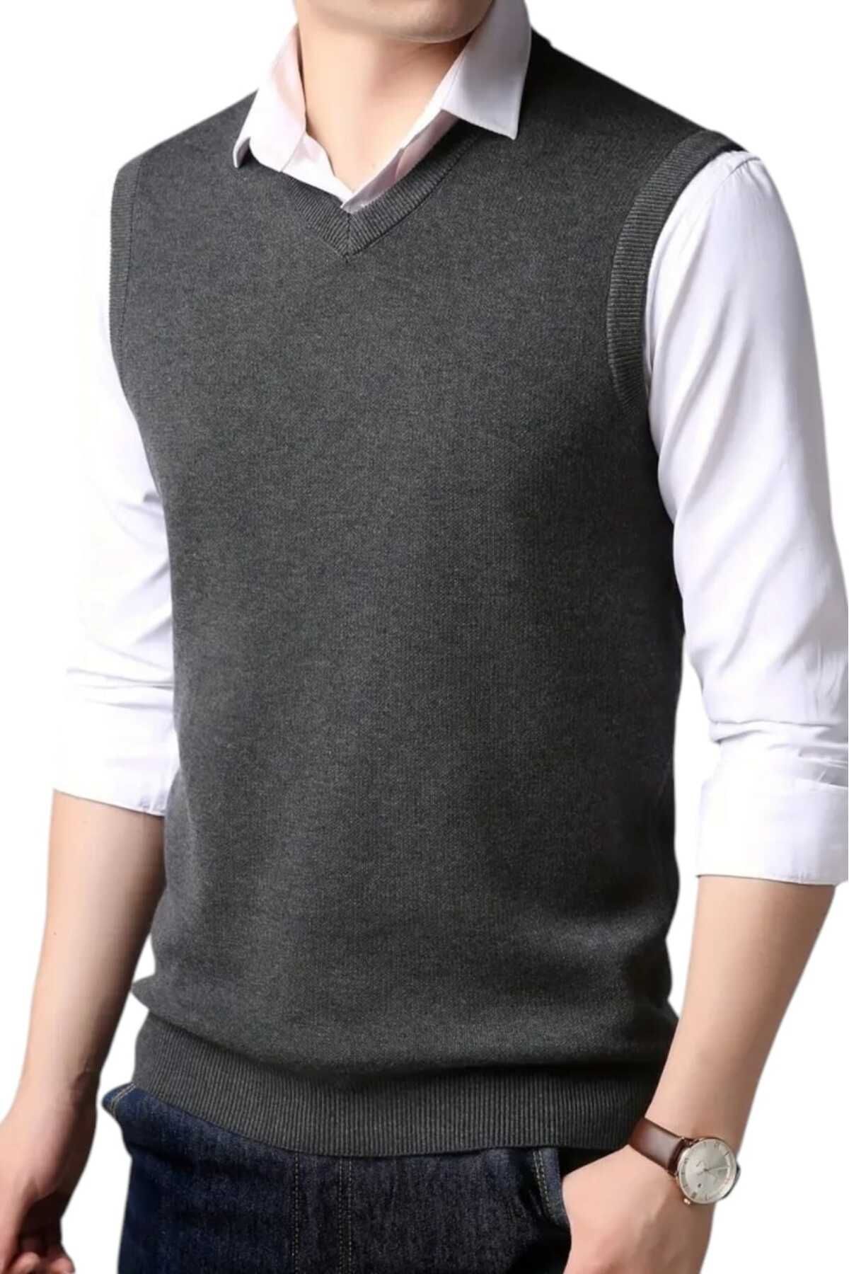 Uniquerrs-3-Piece Men's V-Neck Knitwear Non-Pilling Sweater Men's Slim Fit Sweater 2