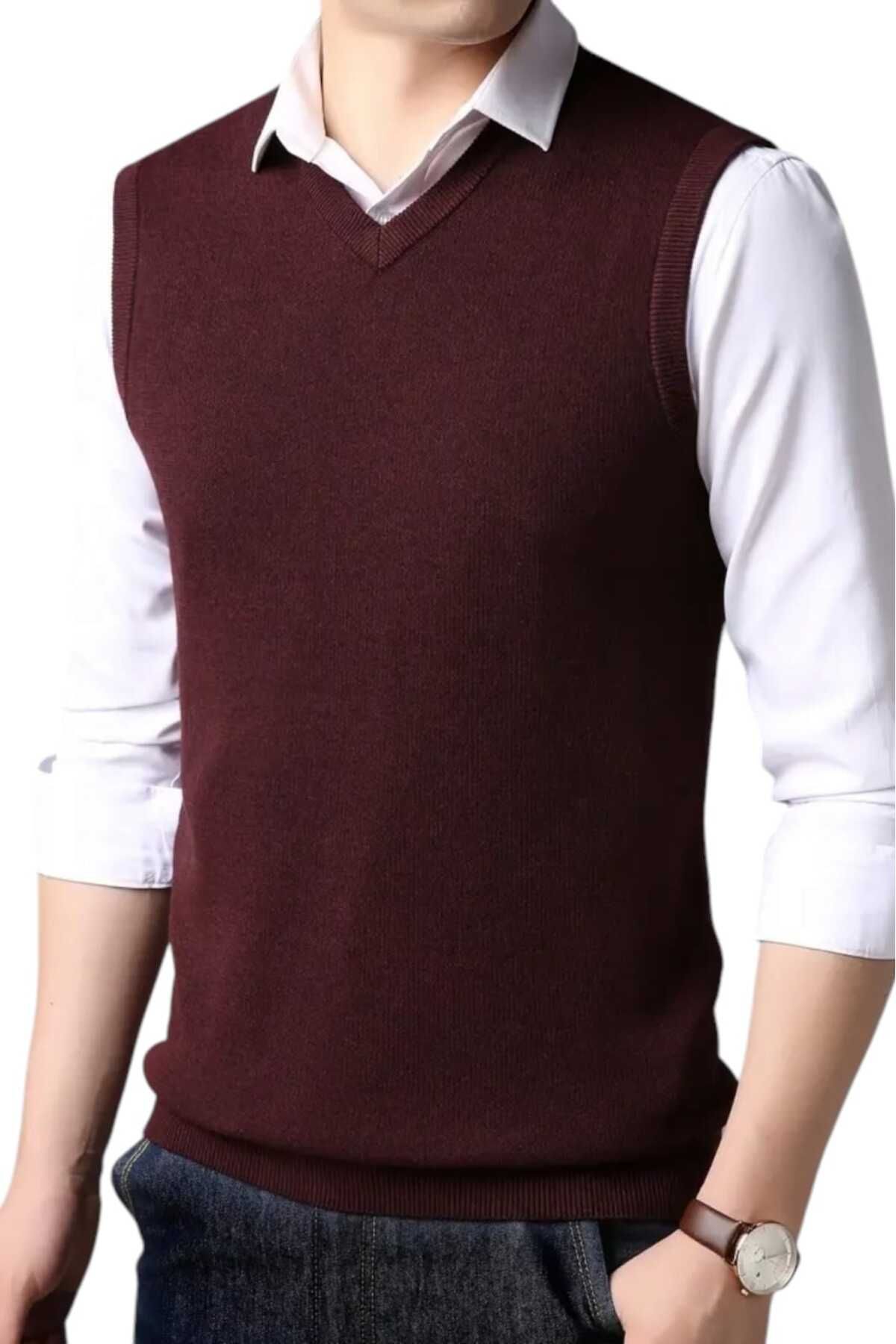 Uniquerrs-3-Piece Men's V-Neck Knitwear Non-Pilling Sweater Men's Slim Fit Sweater 4