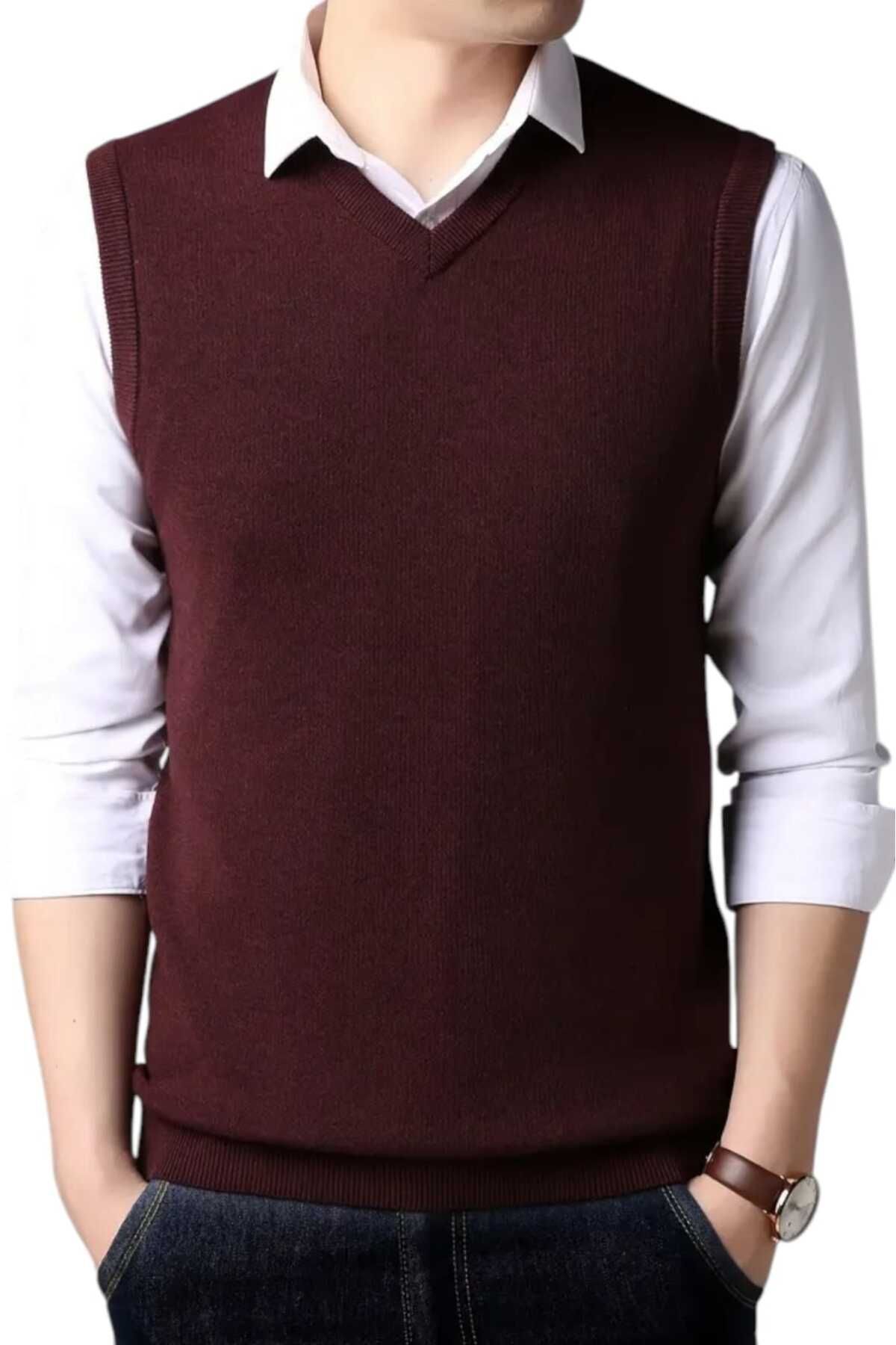 Uniquerrs-3-Piece Men's V-Neck Knitwear Non-Pilling Sweater Men's Slim Fit Sweater 8