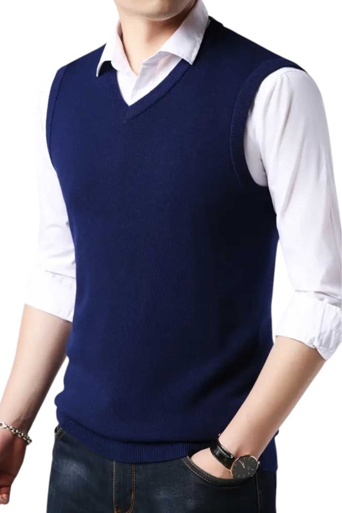 Uniquerrs-3-Piece Men's V-Neck Knitwear Non-Pilling Sweater Men's Slim Fit Sweater 7