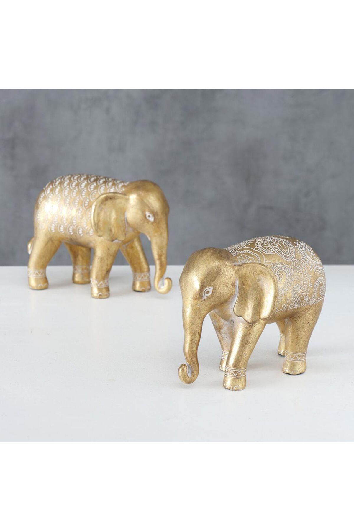 Homelux-Decorative Elephant 15x10x12 Cm, Polyresin, Gold, Available In 2 Variations 1