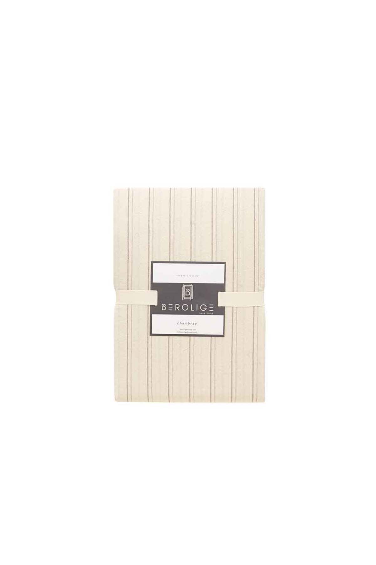 Homelux-Natural Stripes Bedding, 1 Person, 100% Cotton With Linen Look, Button Closure System 4