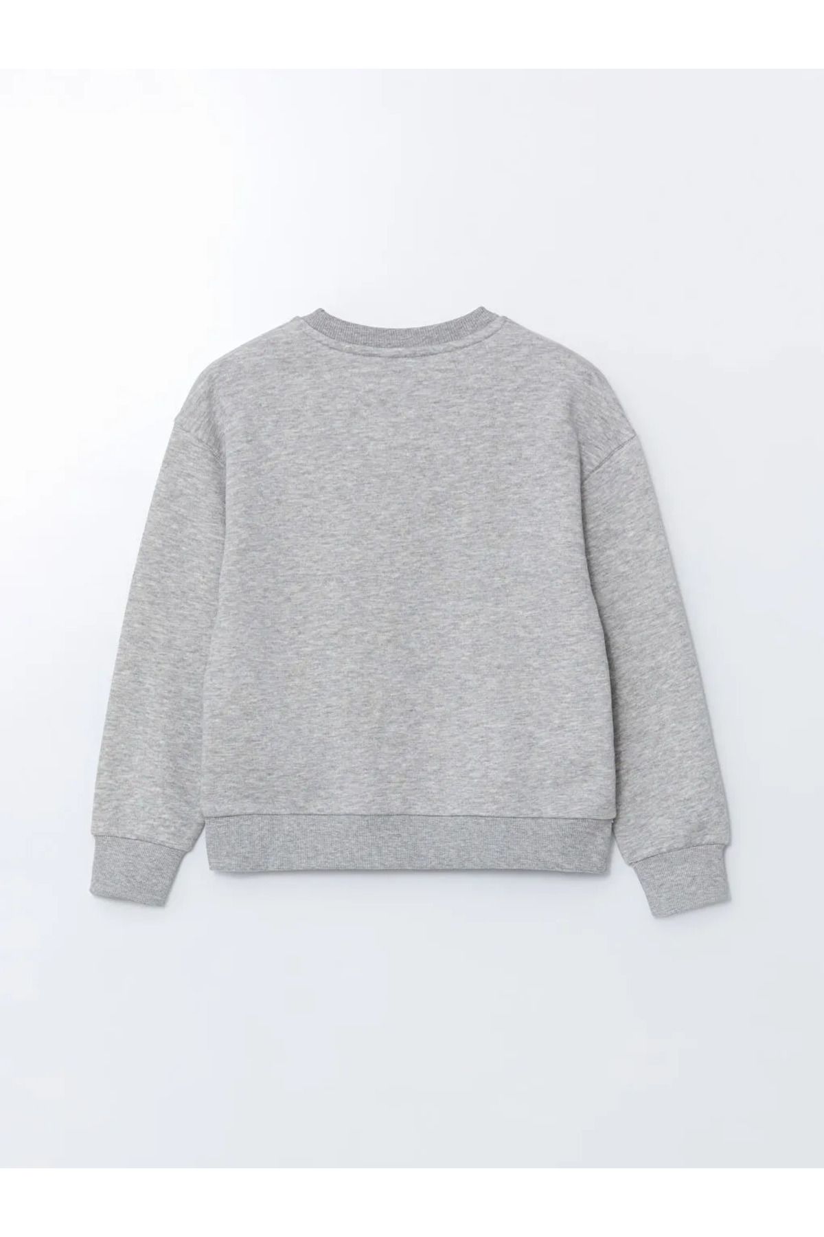 LC Waikiki-Lcw Kids Gray Crew Neck Girls' Crop Thick Sweatshirt 2