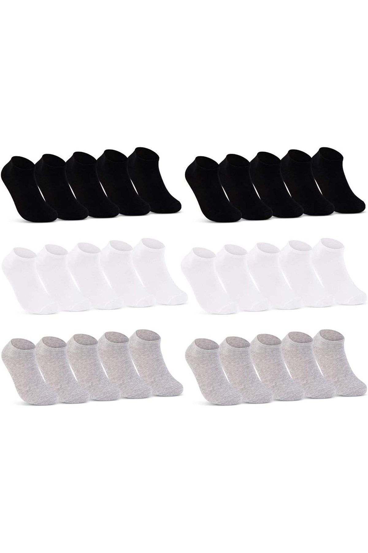 peru moda Set De 30 De Perechi De Șosete Din Bumbac Alb Și Negru, Unisex, Confortabile, Absorbante De Transpirație, Pachet Economic Unisex - 40–45