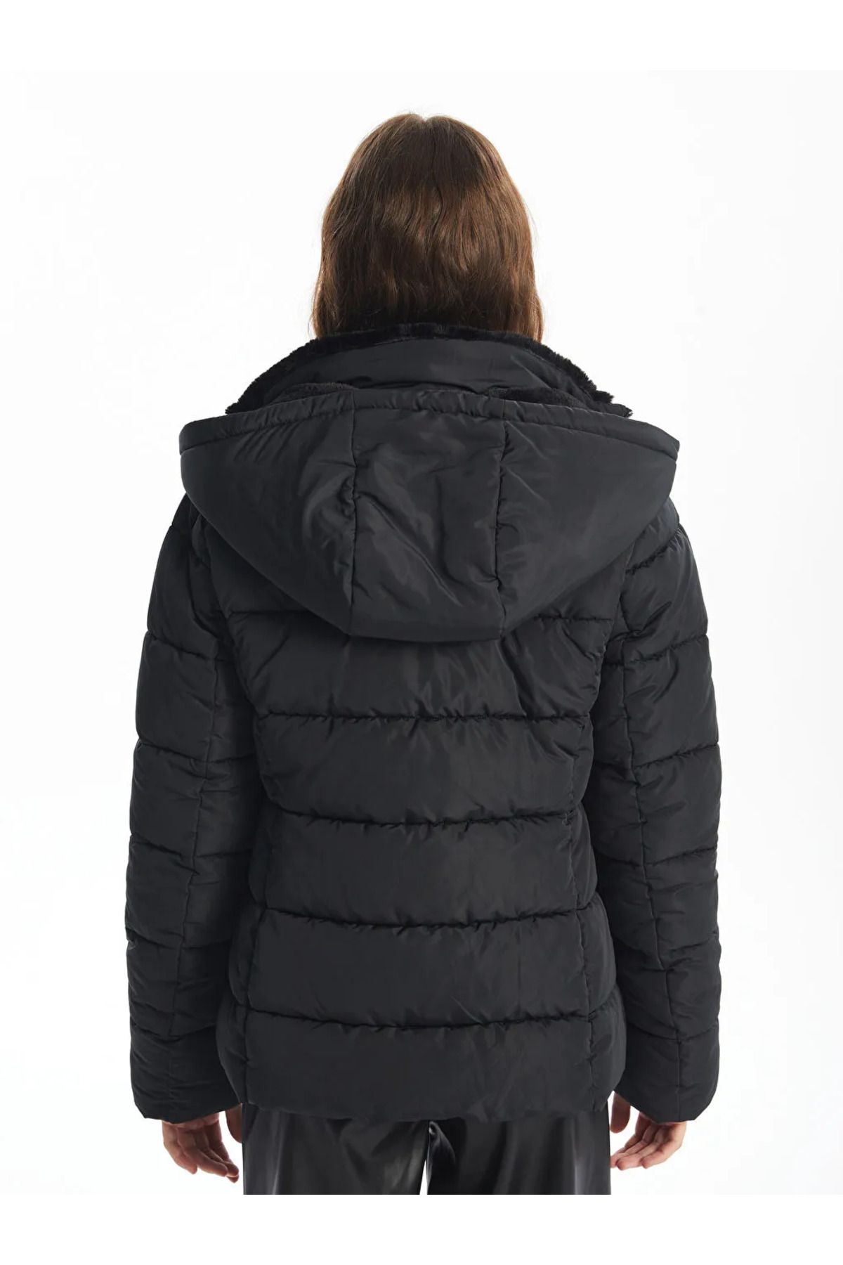 LC Waikiki-Xside Black Women's Hooded Plain Puffer Coat 3