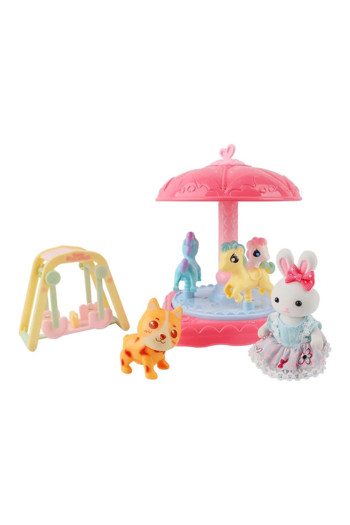 Bay Dreamy-Mini Rabbit Family Carousel Amusement Park Play Set 3