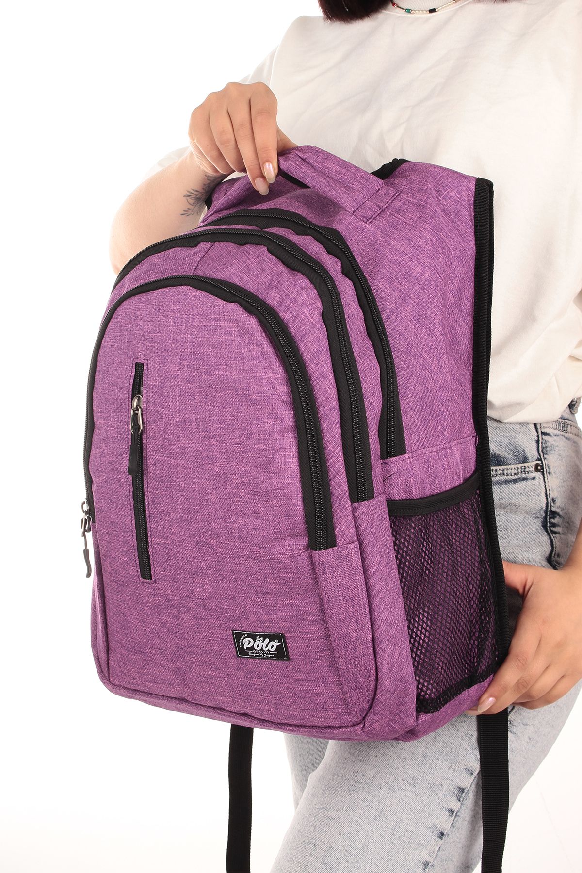 By Hakan-Polo 8870 Bat Model - School Bag, Backpack, Orthopedic and Water Resistant Purple 3